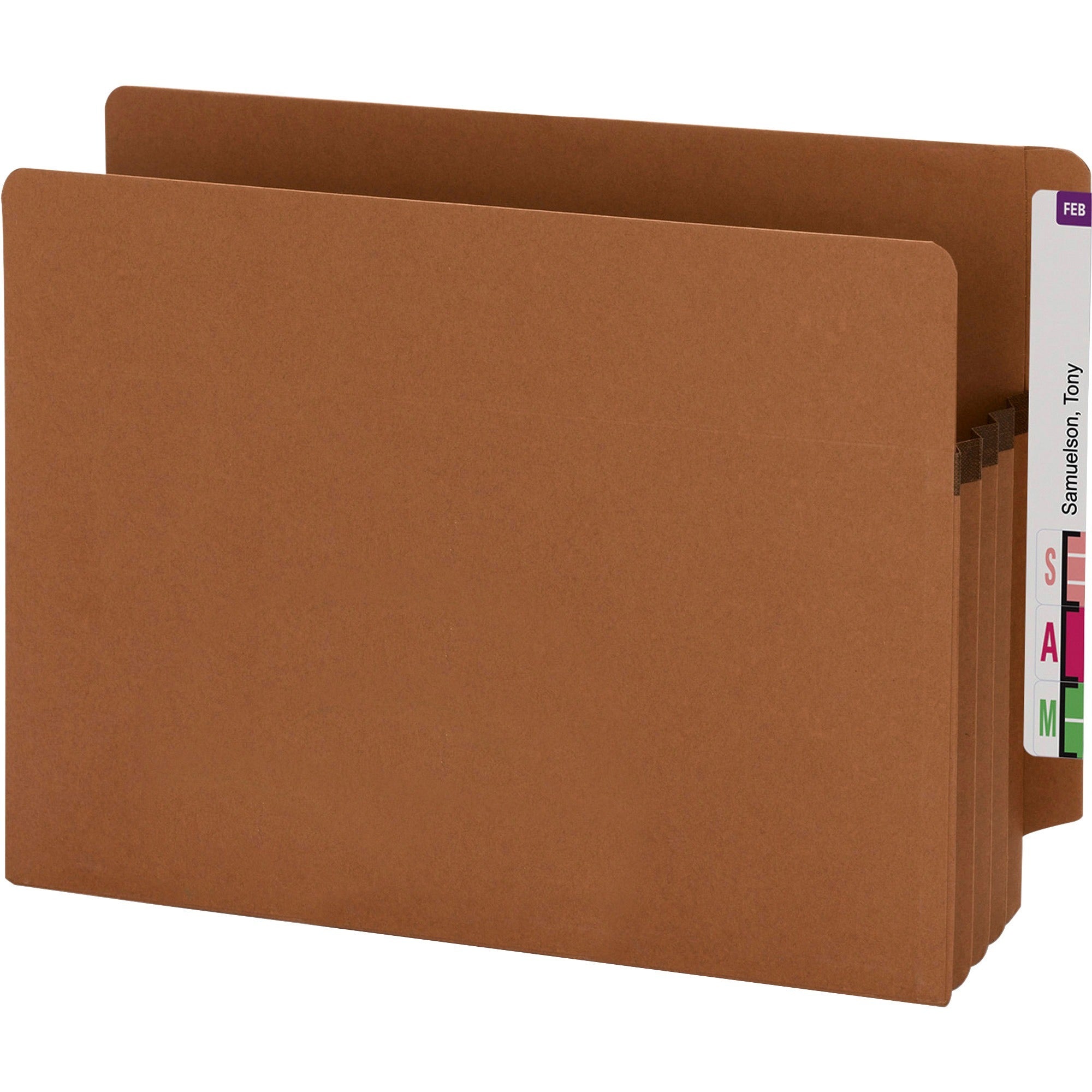 Smead Straight Tab Cut Letter Recycled File Pocket - 8 1/2" x 11" - 3 1/2" Expansion - Redrope - Redrope - 100% Recycled - 25 / Box -