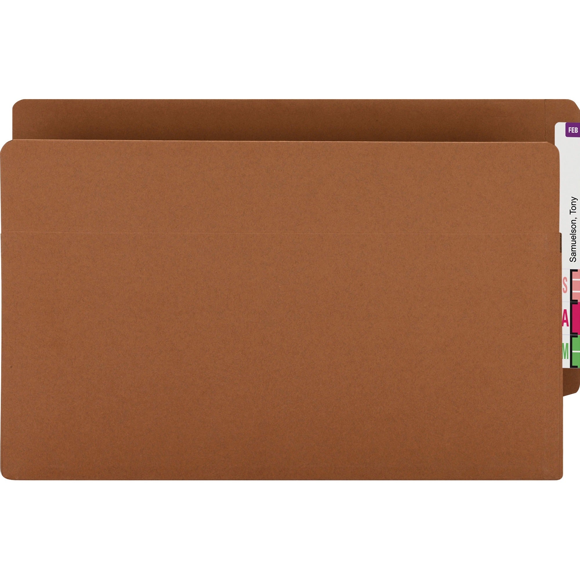 Smead Straight Tab Cut Legal Recycled File Pocket - 8 1/2" x 14" - 3 1/2" Expansion - Redrope - Redrope - 100% Recycled - 25 / Box -