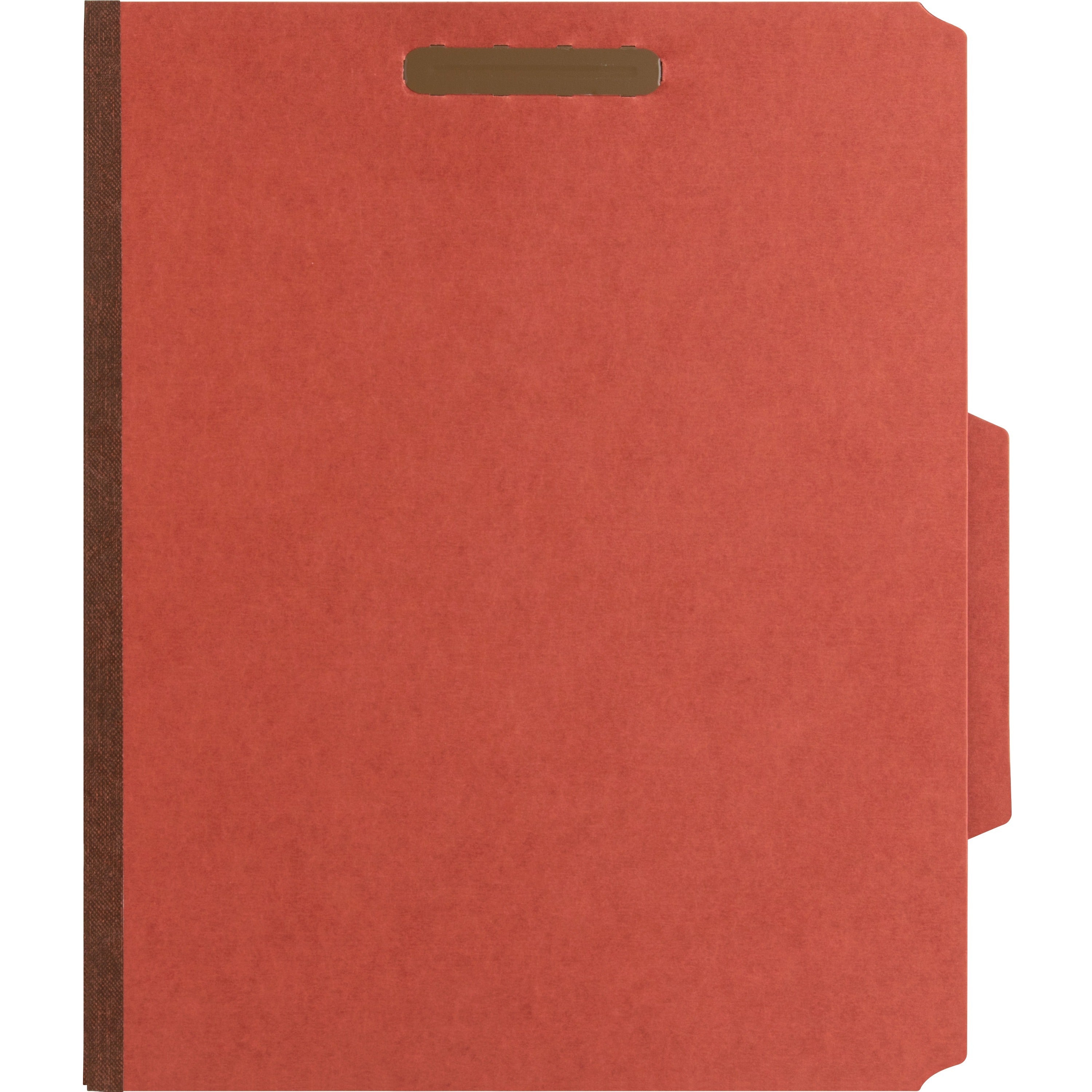 Nature Saver 2/5 Tab Cut Letter Recycled Classification Folder - 8 1/2" x 11" - 6 Fastener(s) - 2" Fastener Capacity for Folder, 1" Fastener Capacity for Divider - 2 Divider(s) - Pressboard - Red - 100% Recycled - 10 / Box -