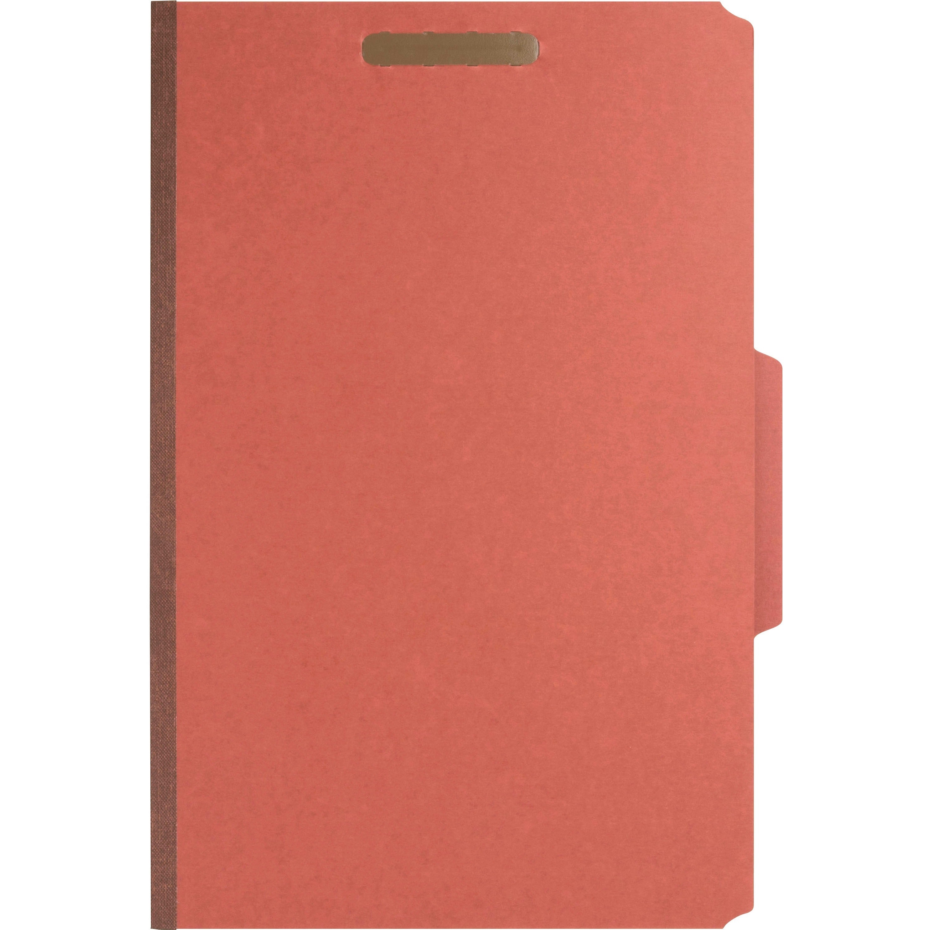 Nature Saver 2/5 Tab Cut Legal Recycled Classification Folder - 8 1/2" x 14" - 6 Fastener(s) - 2" Fastener Capacity for Folder, 1" Fastener Capacity for Divider - 2 Divider(s) - Pressboard - Red - 100% Recycled - 10 / Box -
