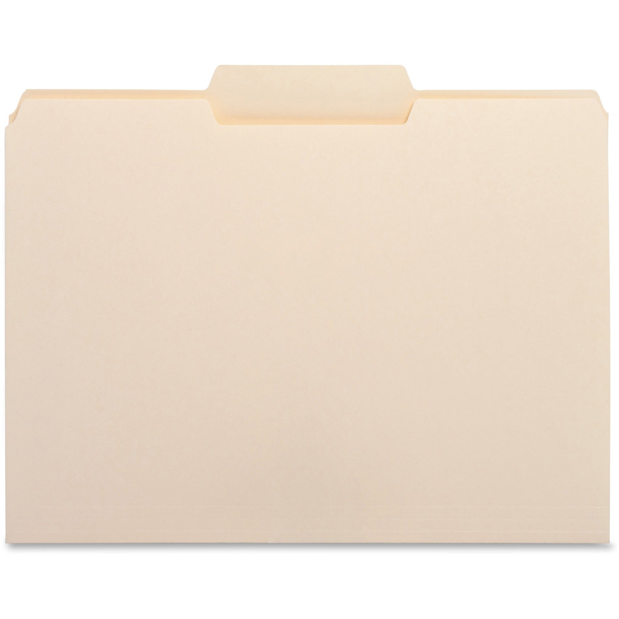 Business Source 1/3 Tab Cut Letter Recycled Top Tab File Folder - 8 1/2" x 11" - 3/4" Expansion - Top Tab Location - Center Tab Position - Manila - 10% Recycled - 100 / Box -