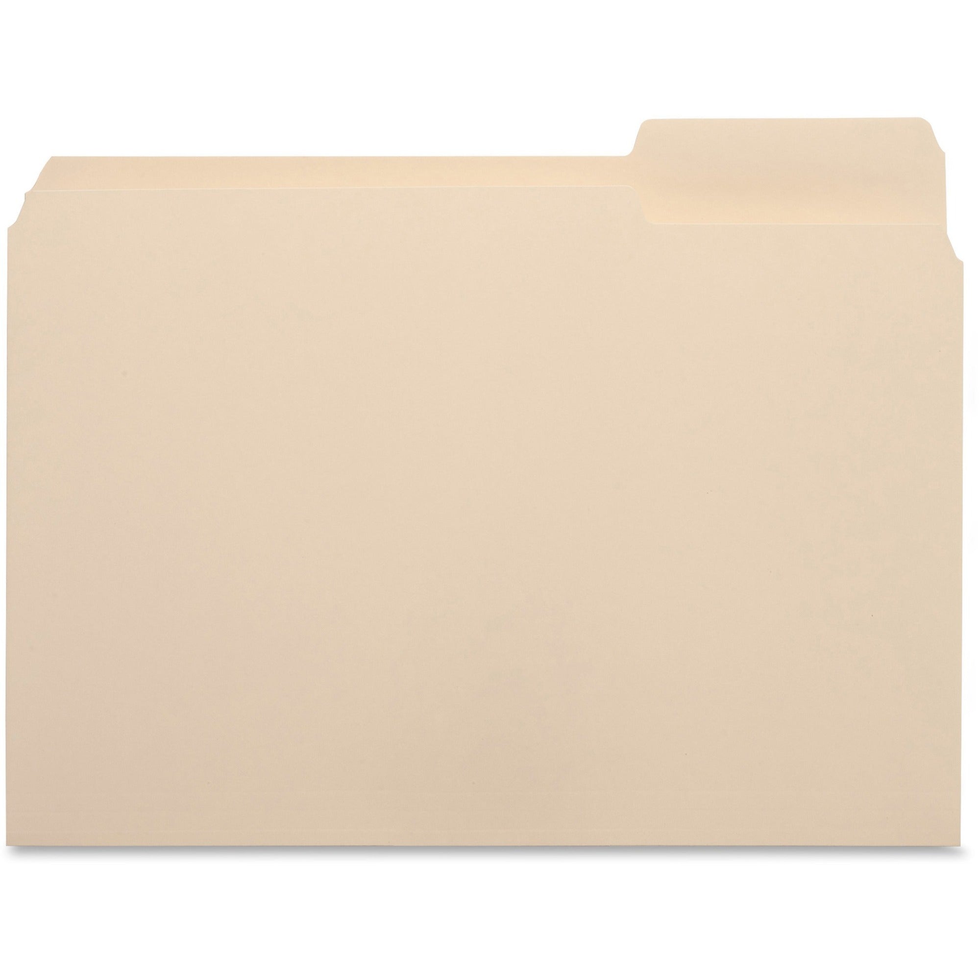 Business Source 1/3 Tab Cut Letter Recycled Top Tab File Folder - 8 1/2" x 11" - 3/4" Expansion - Top Tab Location - Right Tab Position - Manila - 10% Recycled - 100 / Box -