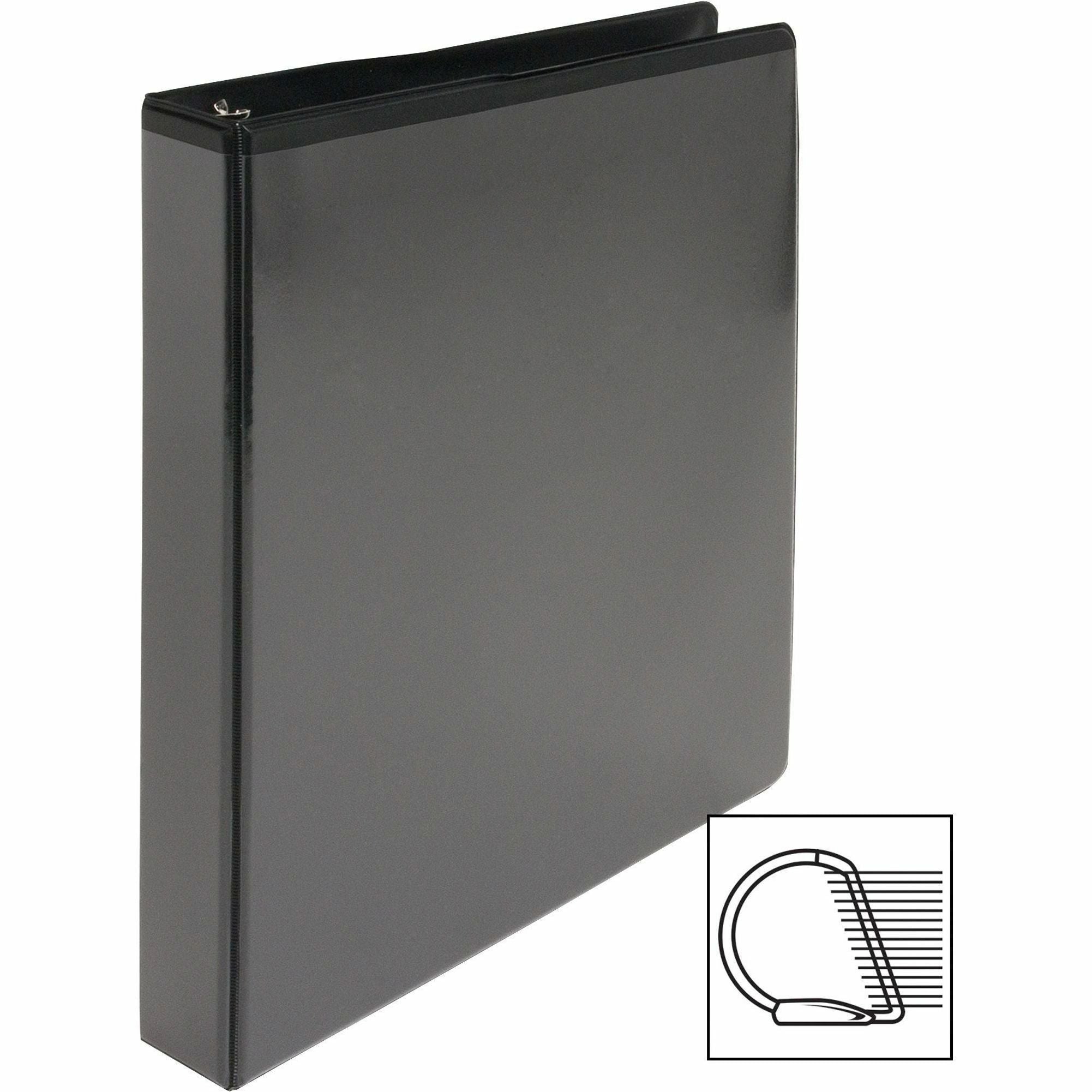 Business Source Basic D-Ring View Binders - 1" Binder Capacity - Letter - 8 1/2" x 11" Sheet Size - D-Ring Fastener(s) - Polypropylene - Black - Clear Overlay - 1 Each -