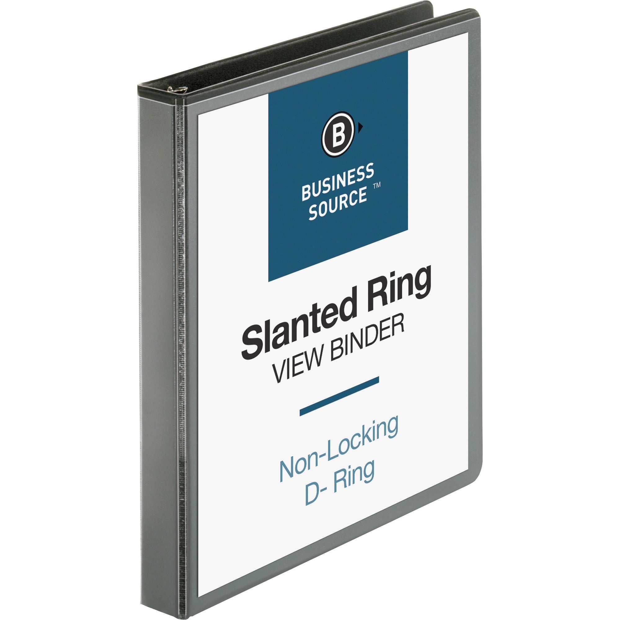 Business Source Basic D-Ring View Binders - 1" Binder Capacity - Letter - 8 1/2" x 11" Sheet Size - D-Ring Fastener(s) - Polypropylene - Black - Clear Overlay - 1 Each -
