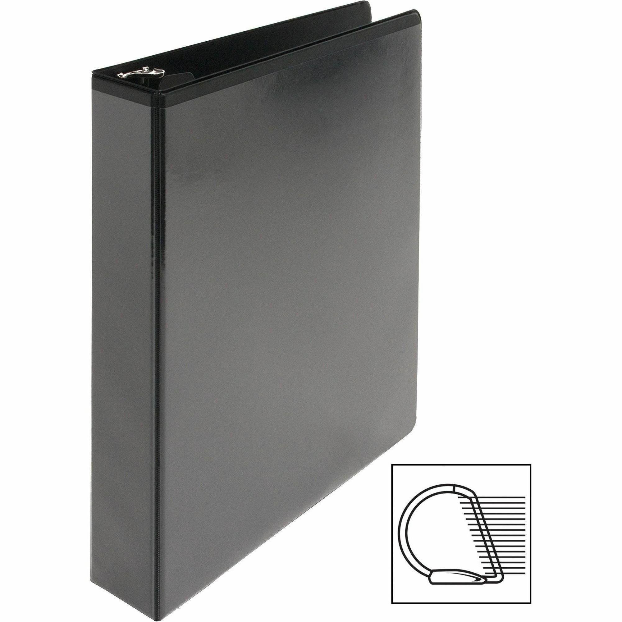 Business Source Basic D-Ring View Binders - 1 1/2" Binder Capacity - Letter - 8 1/2" x 11" Sheet Size - D-Ring Fastener(s) - Polypropylene - Black - Clear Overlay - 1 Each -