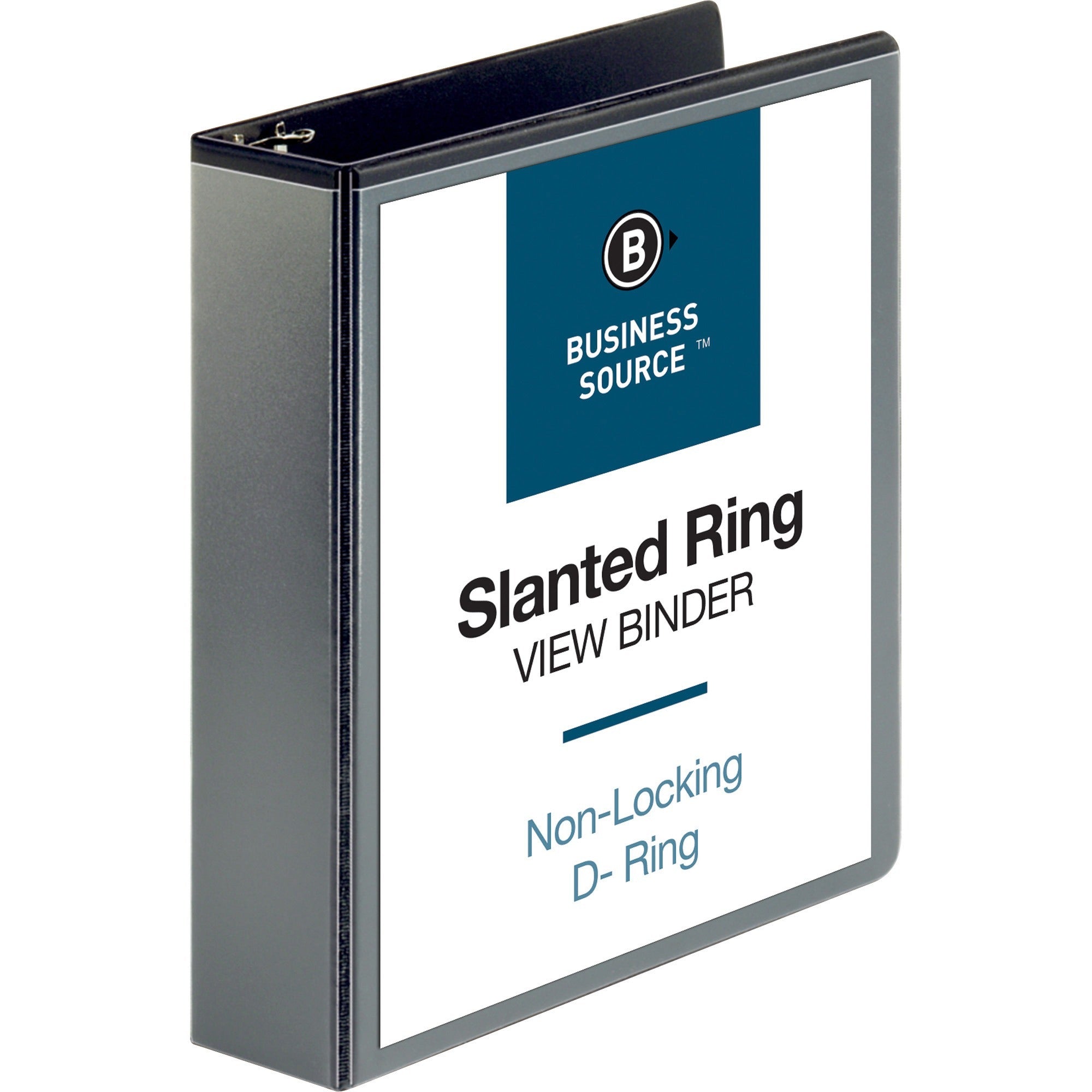 Business Source Basic D-Ring View Binders - 2" Binder Capacity - Letter - 8 1/2" x 11" Sheet Size - D-Ring Fastener(s) - Polypropylene - Black - Clear Overlay - 1 Each -
