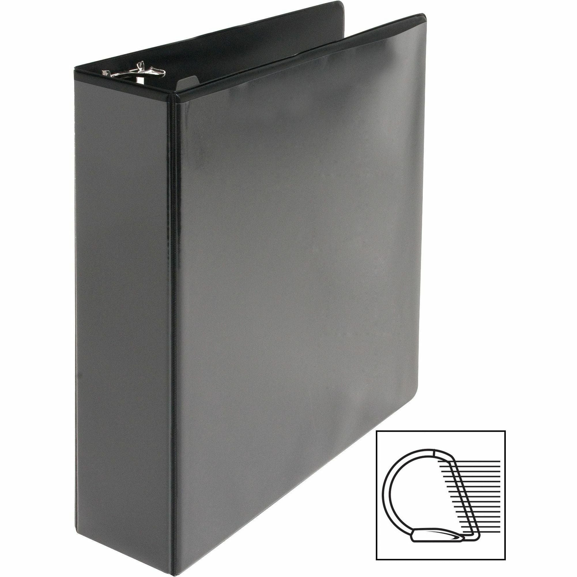 Business Source Basic D-Ring View Binders - 2" Binder Capacity - Letter - 8 1/2" x 11" Sheet Size - D-Ring Fastener(s) - Polypropylene - Black - Clear Overlay - 1 Each -