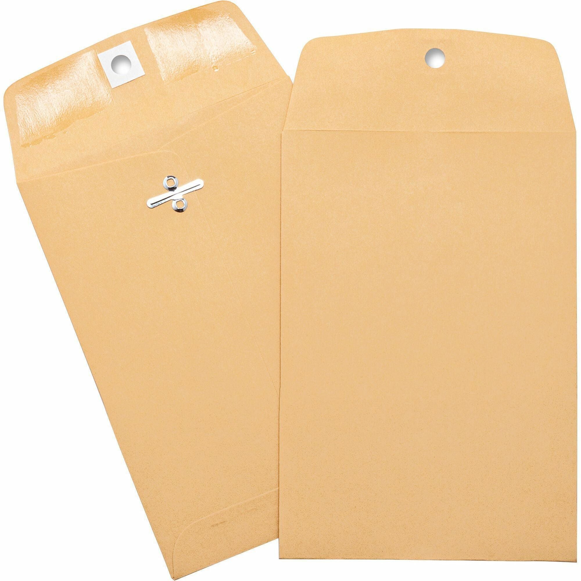 Business Source Heavy-duty Clasp Envelopes - Clasp - #35 - 5" Width x 7 1/2" Length - 28 lb - Clasp - Kraft - 100 / Box - Brown Kraft -