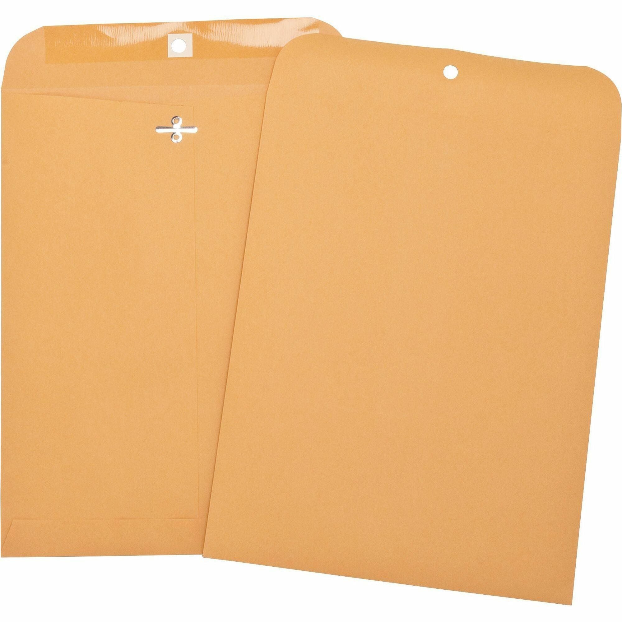 Business Source Heavy-duty Clasp Envelopes - Clasp - 8 3/4" Width x 11 1/2" Length - 28 lb - Clasp - Kraft - 100 / Box - Brown Kraft -