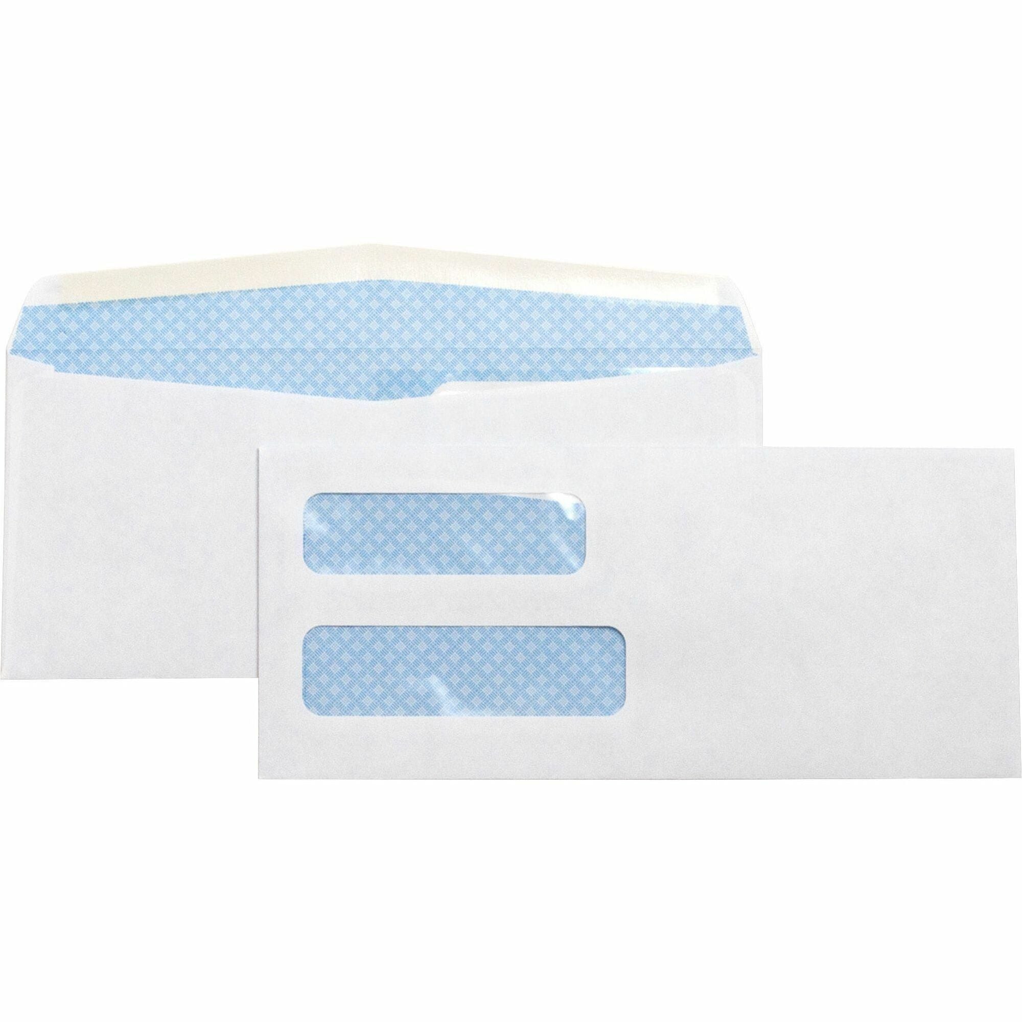 Business Source No. 10 Double-Window Invoice Envelopes - Double Window - #10 - 9 1/2" Width x 4 1/8" Length - 24 lb - Gummed - Wove - 500 / Box - White -