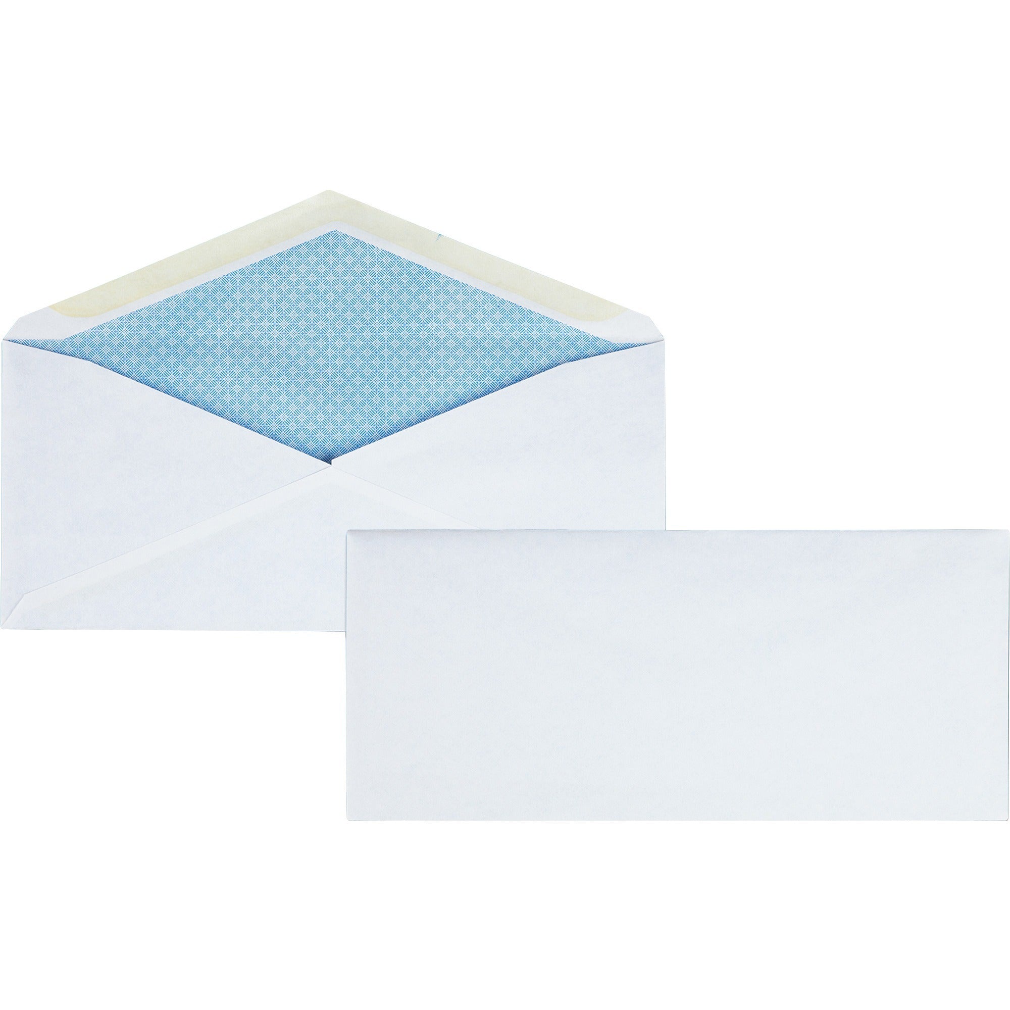 Business Source No.10 Regular Tint Security Envelopes - Security - #10 - 4 1/8" Width x 9 1/2" Length - 24 lb - Gummed - Wove - 500 / Box - White -