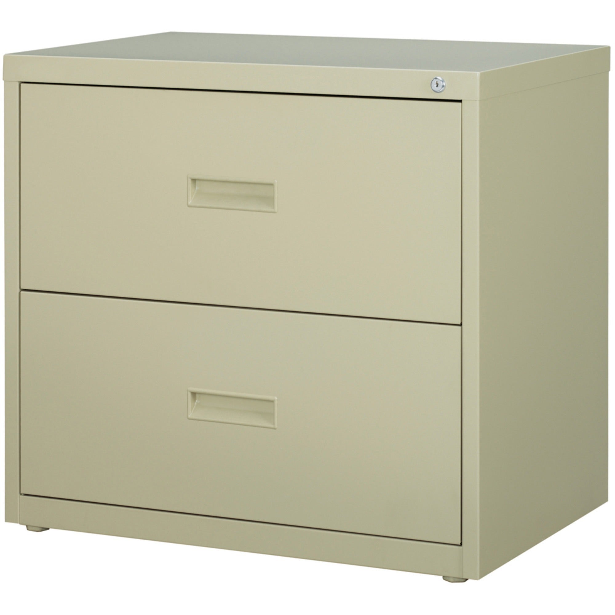 Lorell Value Lateral File - 2-Drawer - 30" x 18.6" x 28.1" - 2 x Drawer(s) for File - A4, Letter, Legal - Interlocking, Ball-bearing Suspension, Adjustable Glide, Locking Drawer - Putty - Steel - Recycled -