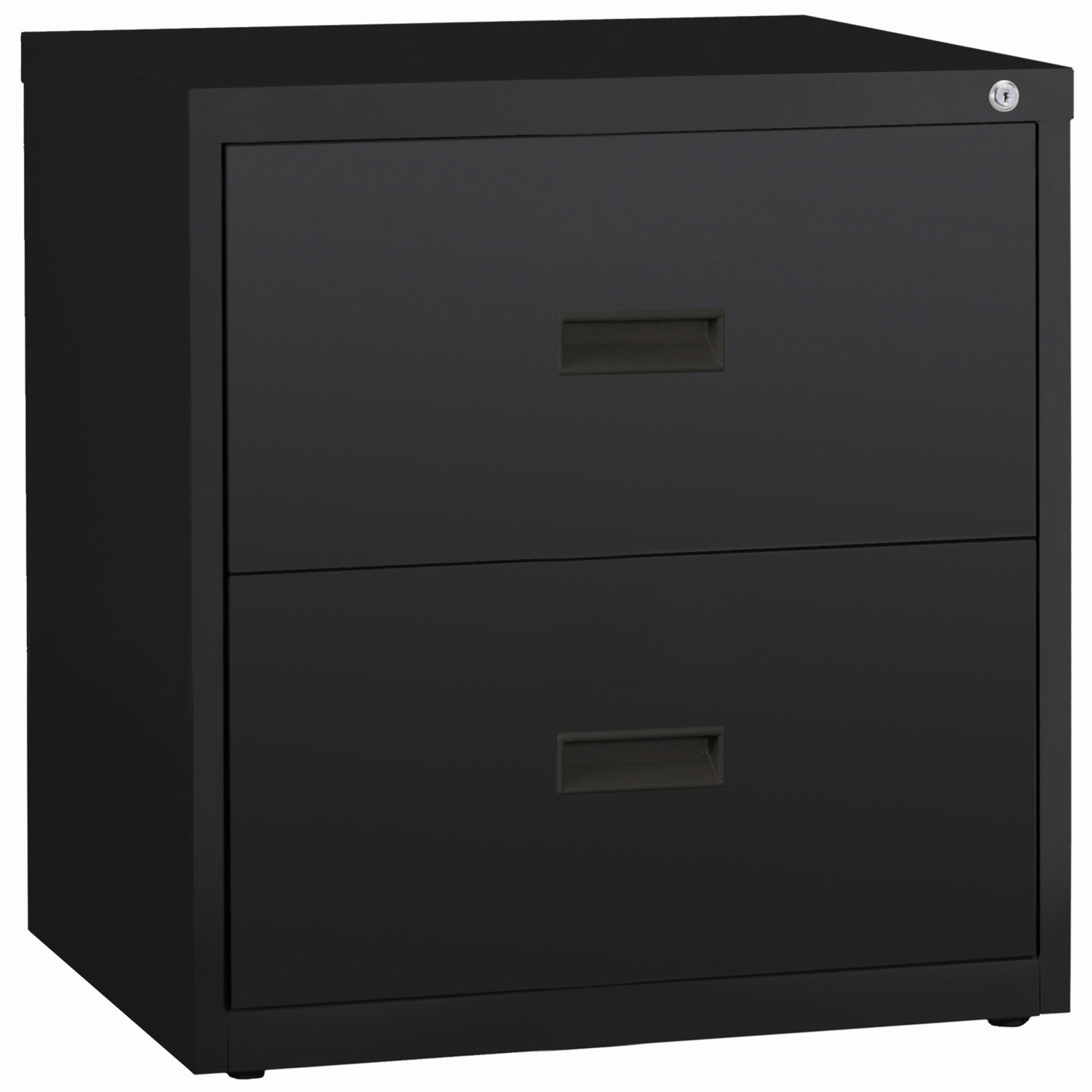 Lorell Value Lateral File - 2-Drawer - 30" x 18.6" x 28.1" - 2 x Drawer(s) for File - A4, Letter, Legal - Interlocking, Ball-bearing Suspension, Adjustable Glide, Locking Drawer - Black - Steel - Recycled -