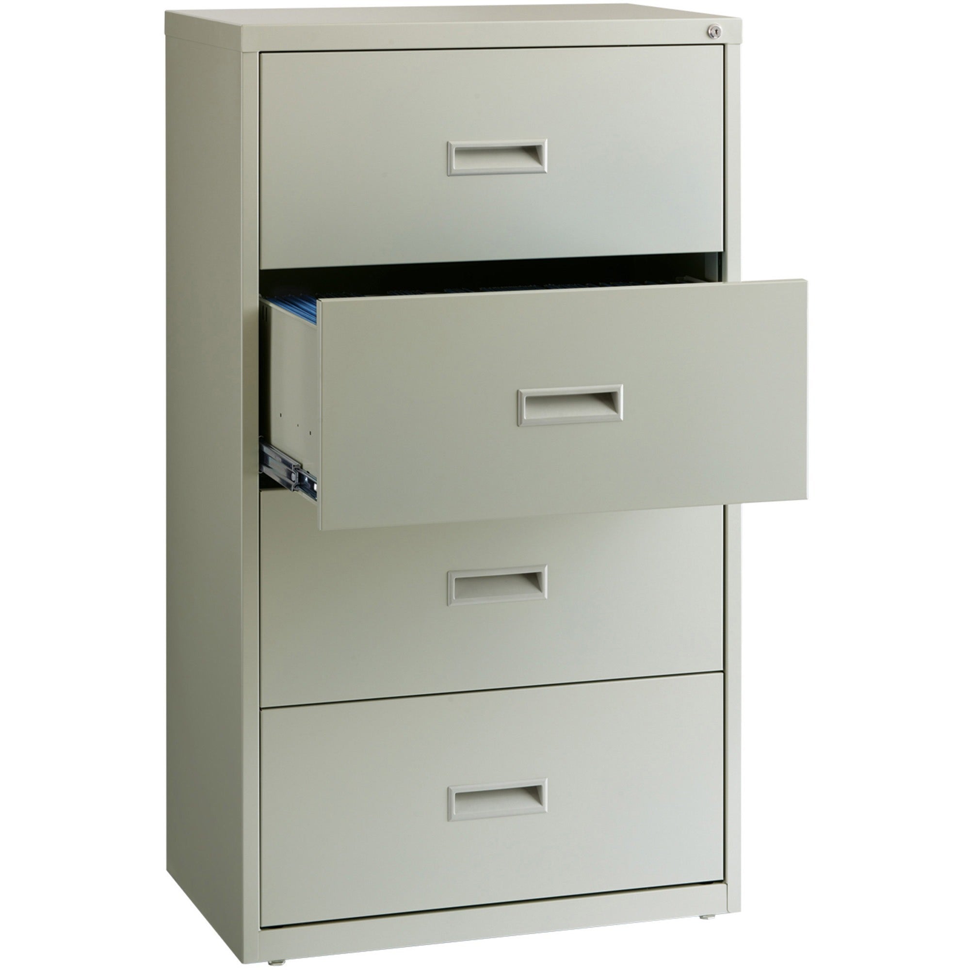 Lorell Value Lateral File - 2-Drawer - 30" x 18.6" x 52.5" - 4 x Drawer(s) for File - A4, Legal, Letter - Interlocking, Leveling Glide, Ball-bearing Suspension, Label Holder - Light Gray - Steel - Recycled -