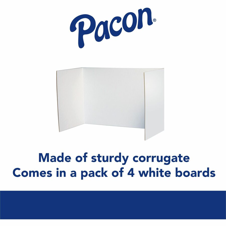 Pacon Privacy Boards - 48"W x 16"H - 4 Boards/Pack - White -