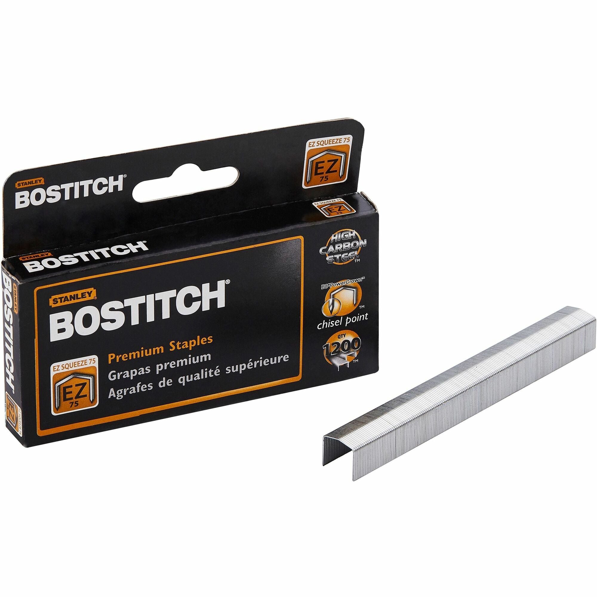 Bostitch B8 PowerCrown EZ Squeeze 75 Premium Staples, Sold as 1 Box, 1200 Each per Box - 1