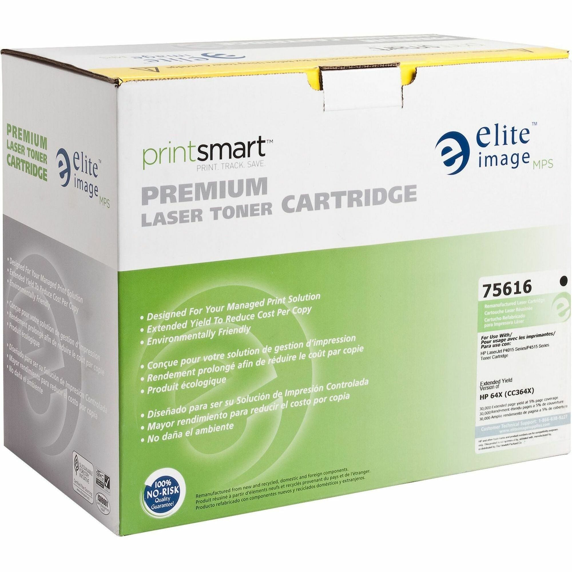 Elite Image Remanufactured High Yield Laser Toner Cartridge - Alternative for HP 64X (CC364X) - Black - 1 Each - 40000 Pages - 1
