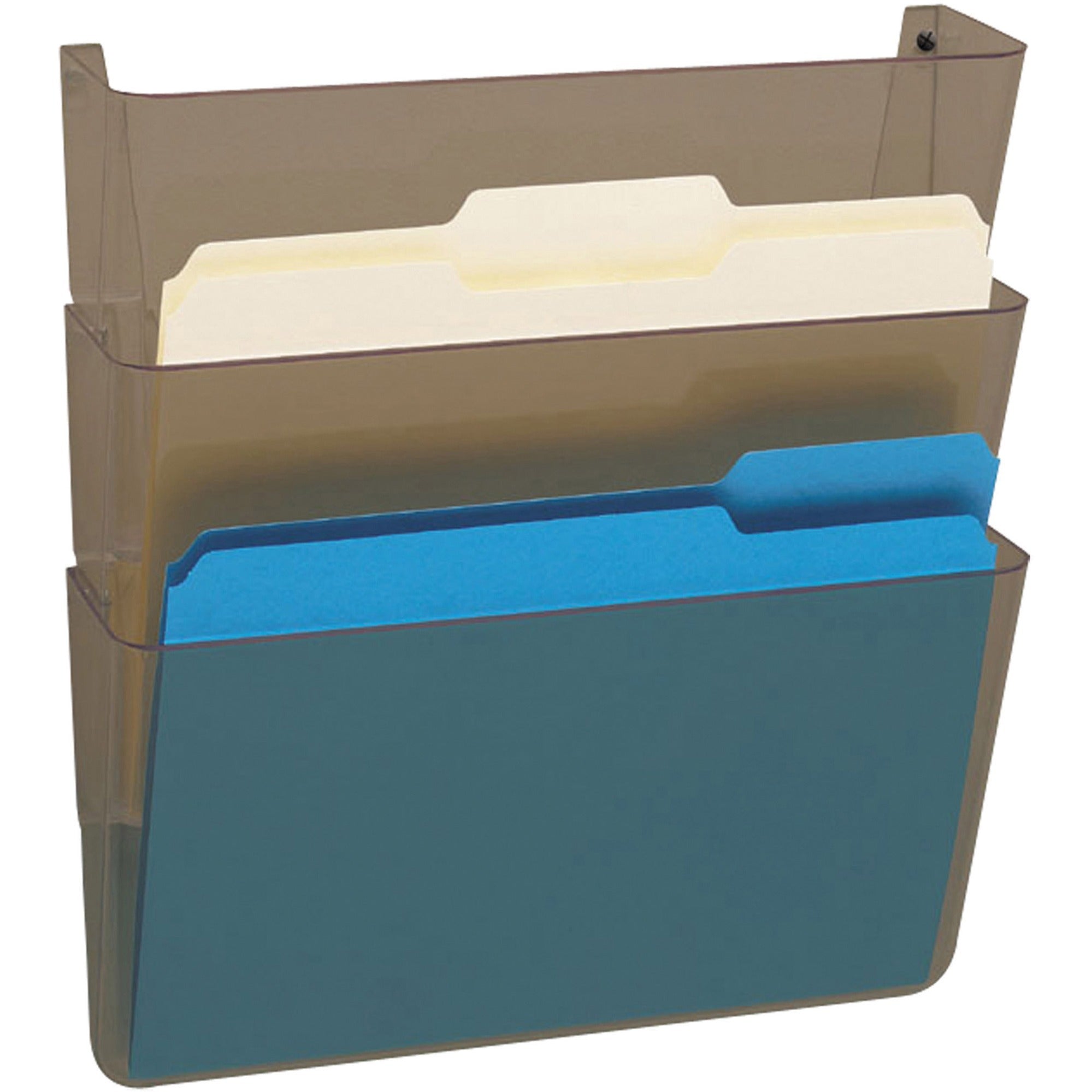 Deflecto EZ Link Unbreakable DocuPocket - 7" Height x 13" Width x 4" Depth - Unbreakable - Smoke - Plastic - 1 / Pack -