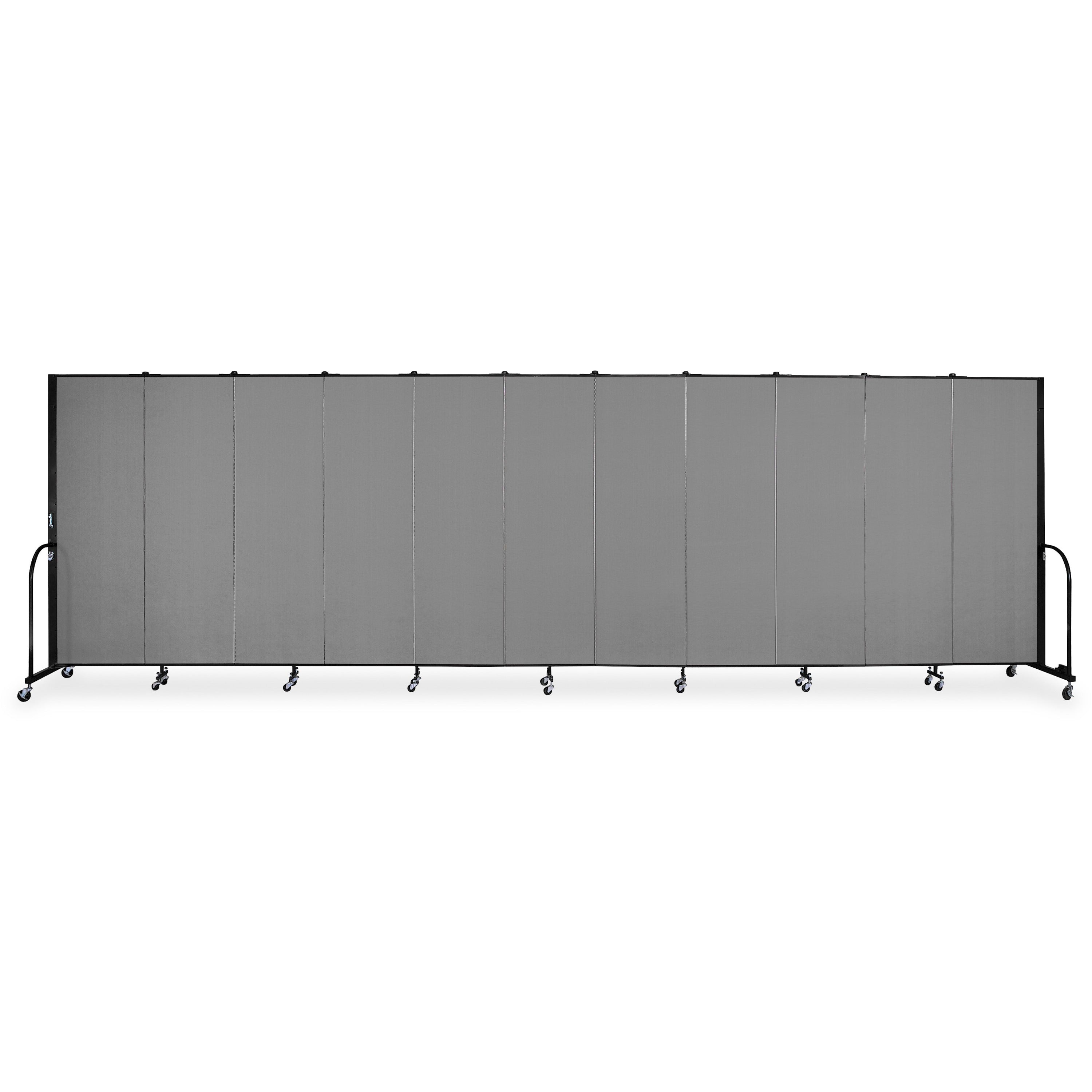 Screenflex Portable Room Dividers - 72" Height x 20.4 ft Length - Black Metal Frame - Polyester - Stone - 1 Each -