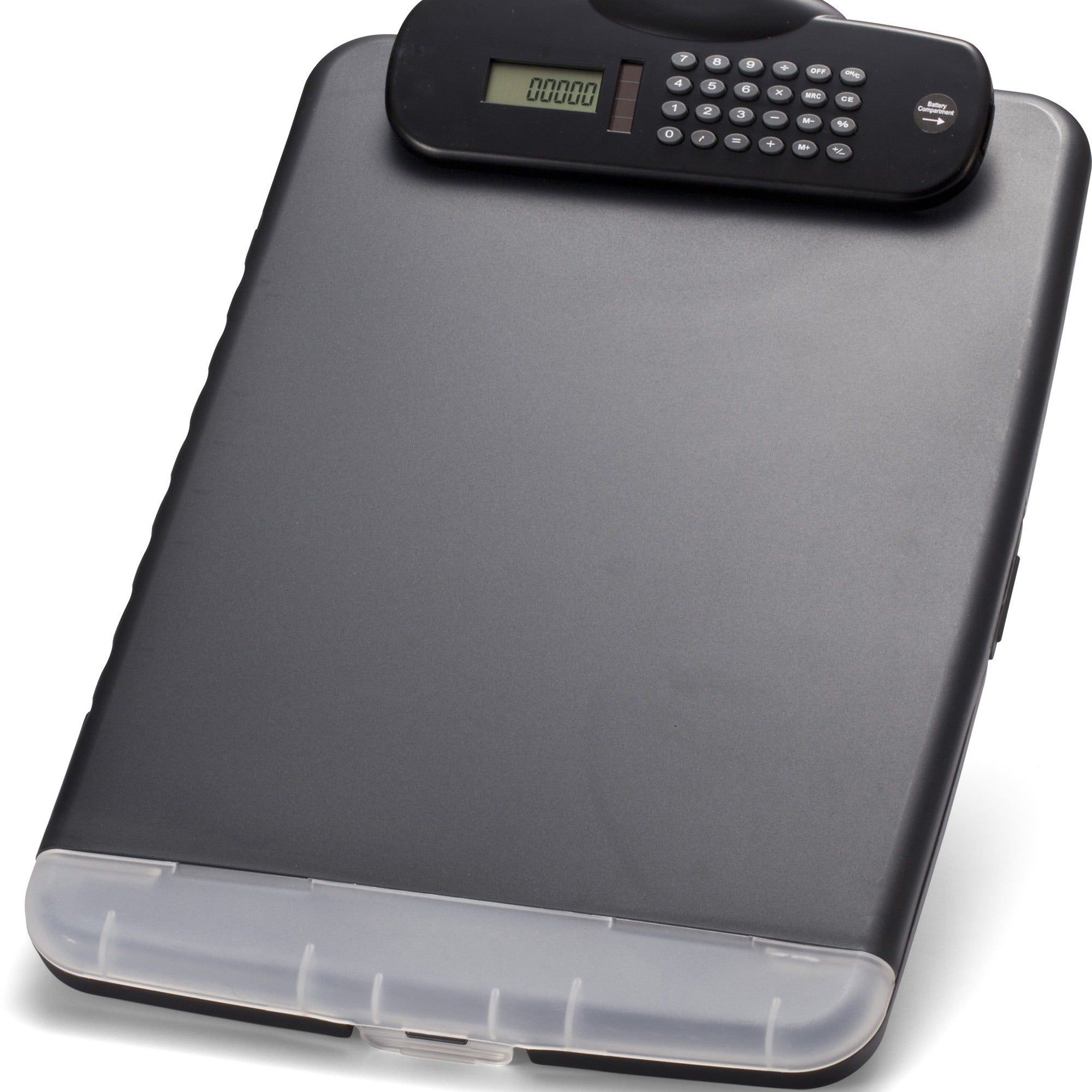 Officemate Slim Clipboard Storage Box with Calculator - 10" x 14 1/2" - 1 Each -