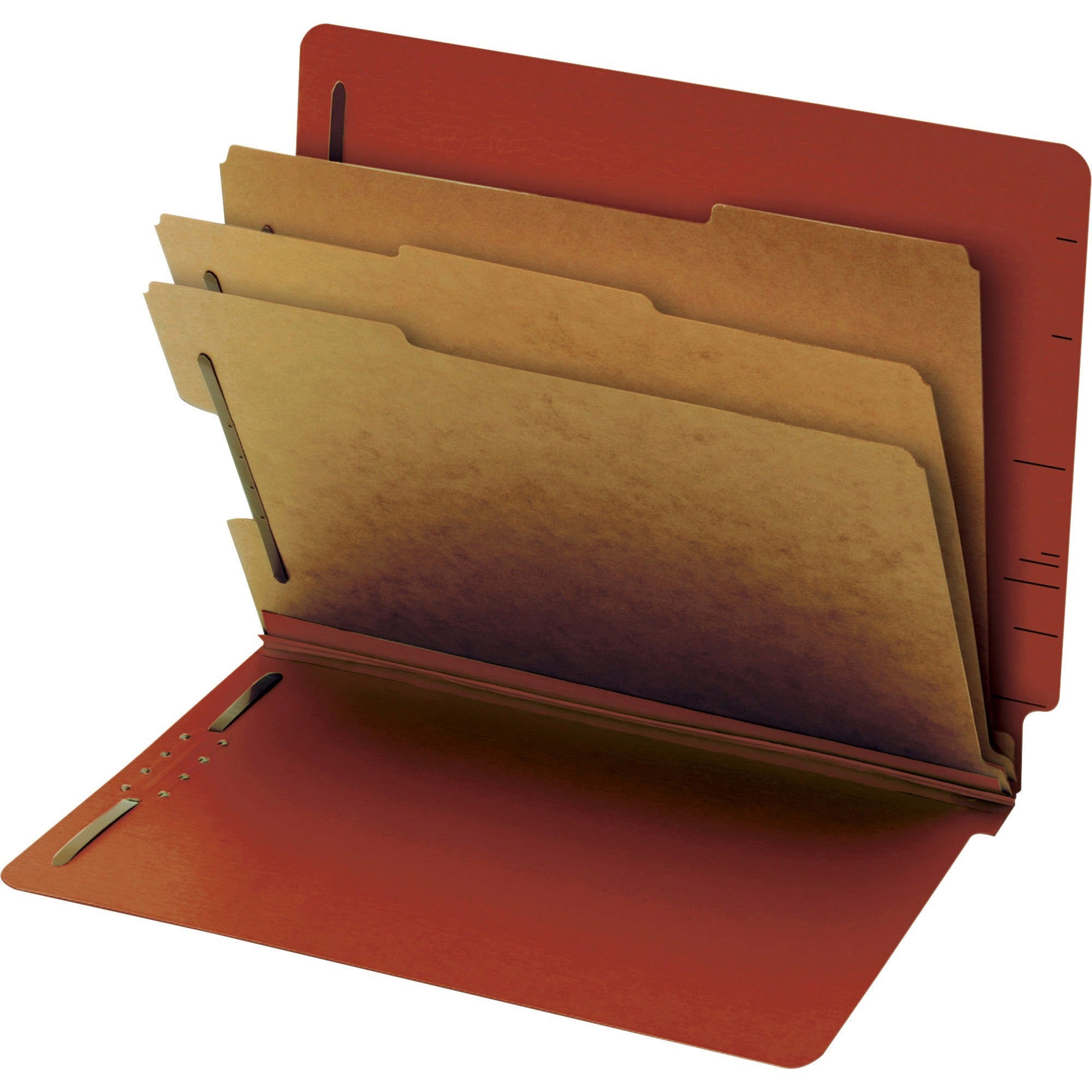 pendaflex-letter-recycled-classification-folder-8-1-2-x-11-3-1-2-expansion-2-fasteners-2-fastener-capacity-for-folder-1-fastener-capacity-for-divider-3-dividers-pressboard-tyvek-red-60%-recycled-10-box_pfx23865gw - 1