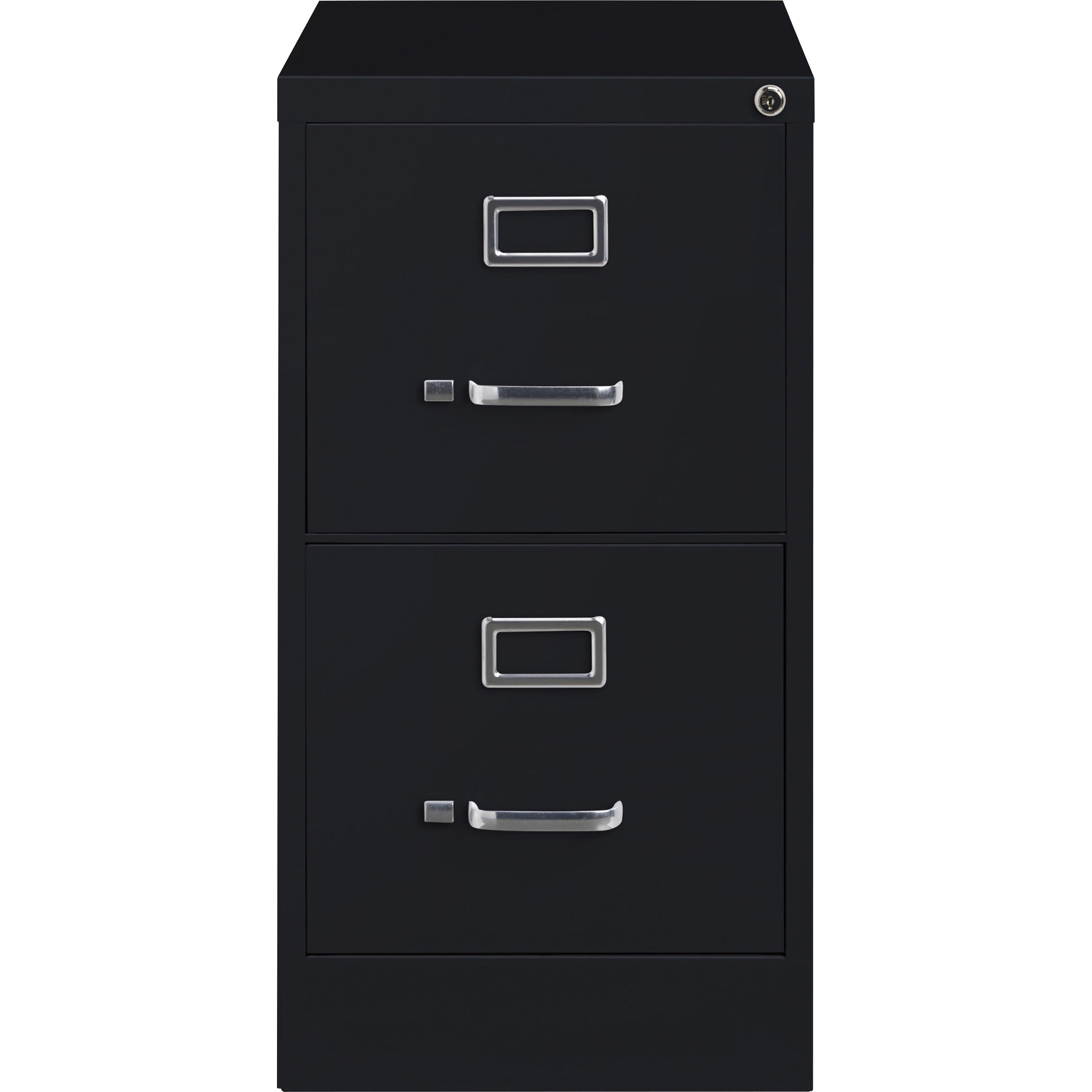 Lorell Fortress Series 22" Commercial-Grade Vertical File Cabinet - 15" x 22" x 28.4" - 2 x Drawer(s) for File - Letter - Lockable, Ball-bearing Suspension - Black - Steel - Recycled -