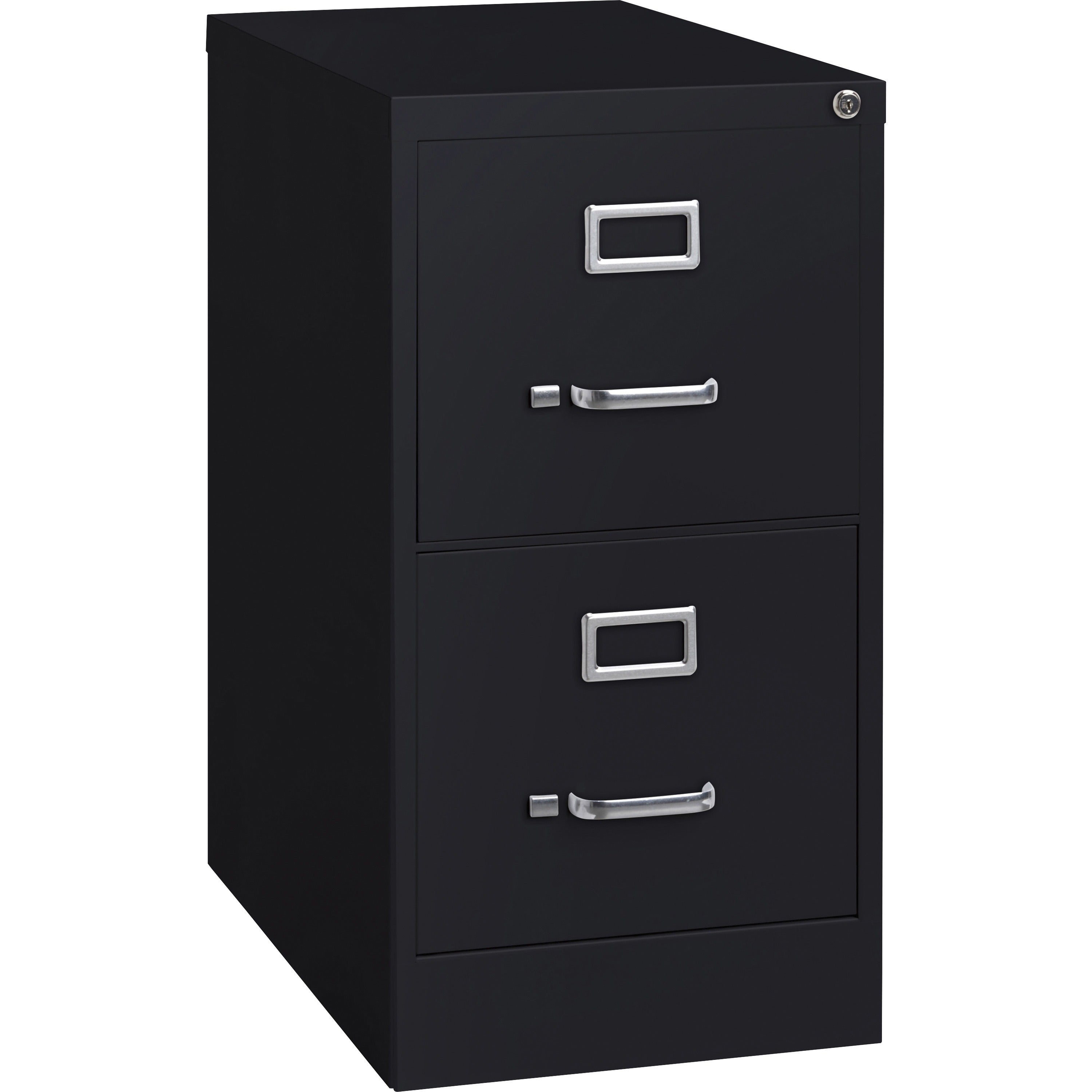 Lorell Fortress Series 22" Commercial-Grade Vertical File Cabinet - 15" x 22" x 28.4" - 2 x Drawer(s) for File - Letter - Lockable, Ball-bearing Suspension - Black - Steel - Recycled -