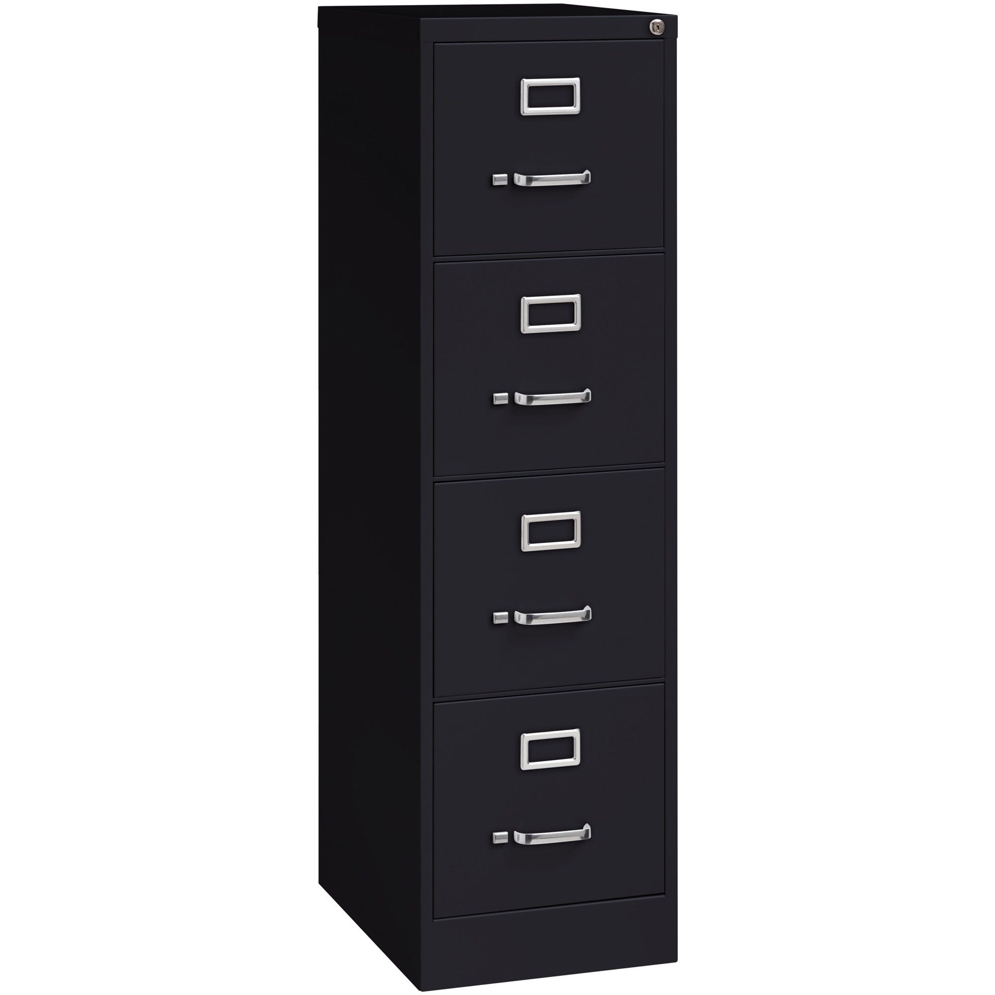 Lorell Fortress Series 22" Commercial-Grade Vertical File Cabinet - 15" x 22" x 52" - 4 x Drawer(s) for File - Letter - Lockable, Ball-bearing Suspension - Black - Steel - Recycled -