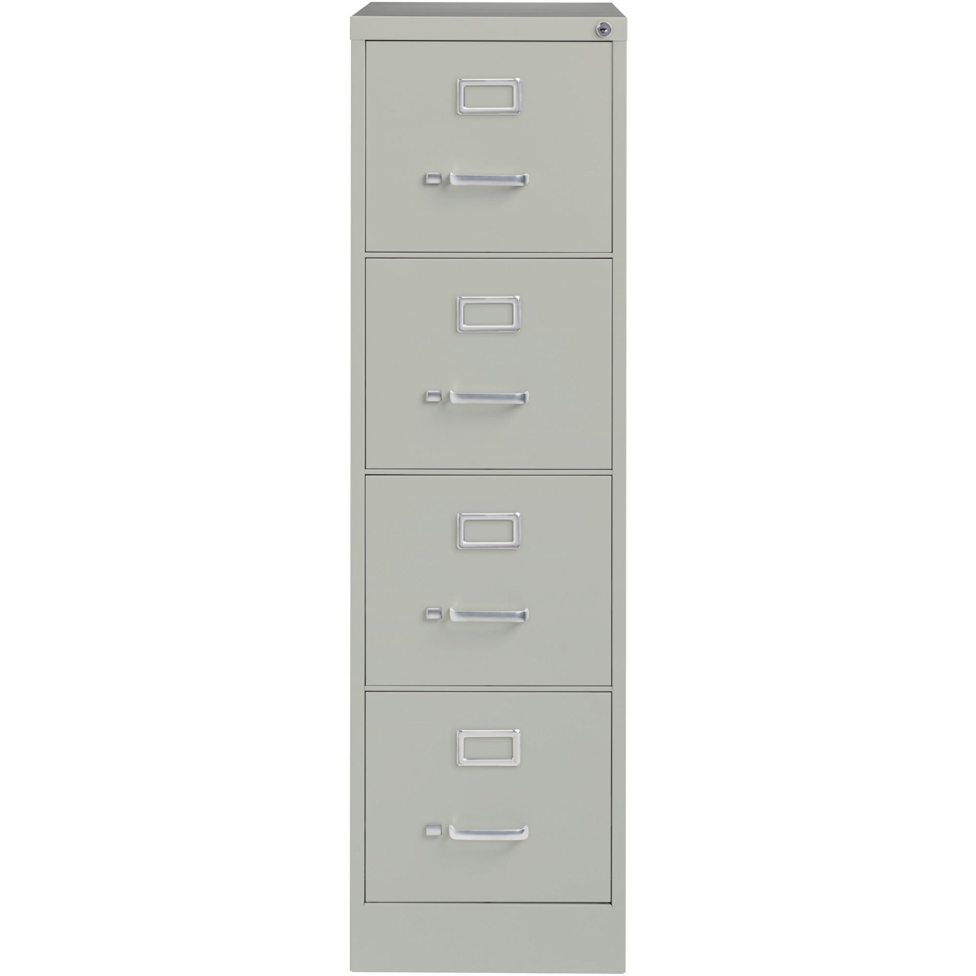Lorell Fortress Series 22" Commercial-Grade Vertical File Cabinet - 15" x 22" x 52" - 4 x Drawer(s) for File - Letter - Lockable, Ball-bearing Suspension - Light Gray - Steel - Recycled -