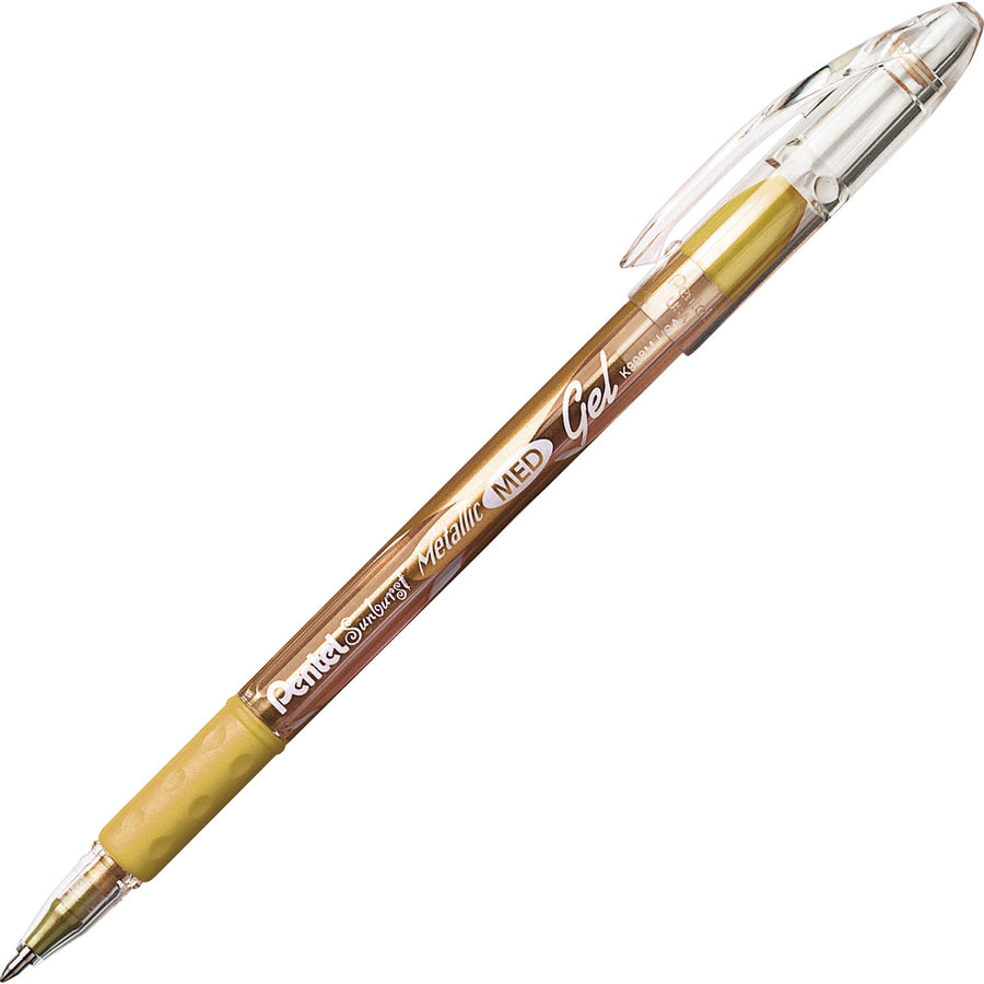 Pentel Arts Pentel Sunburst Metallic Color Permanent Gel Pens - Medium Pen Point - 0.8 mm Pen Point Size - Refillable - Gold, Silver Gel-based Ink - 2 / Pack -