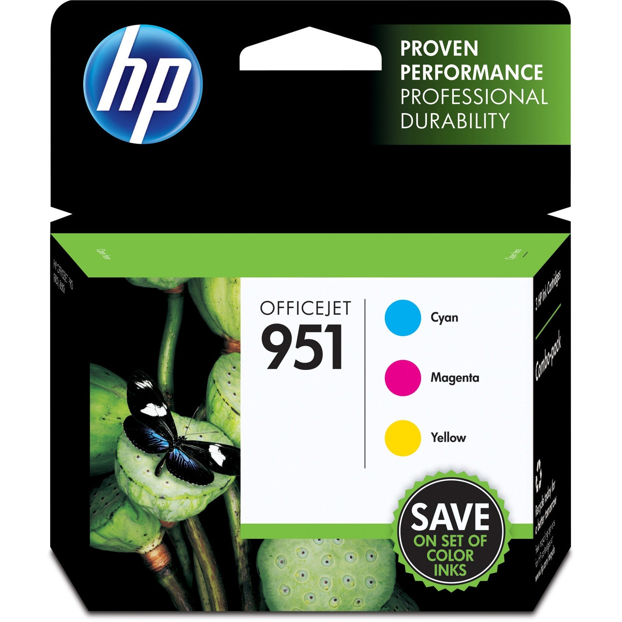 HP 951, (CR314FN) 3-Pack Cyan/Magenta/Yellow Original Ink Cartridges - 1