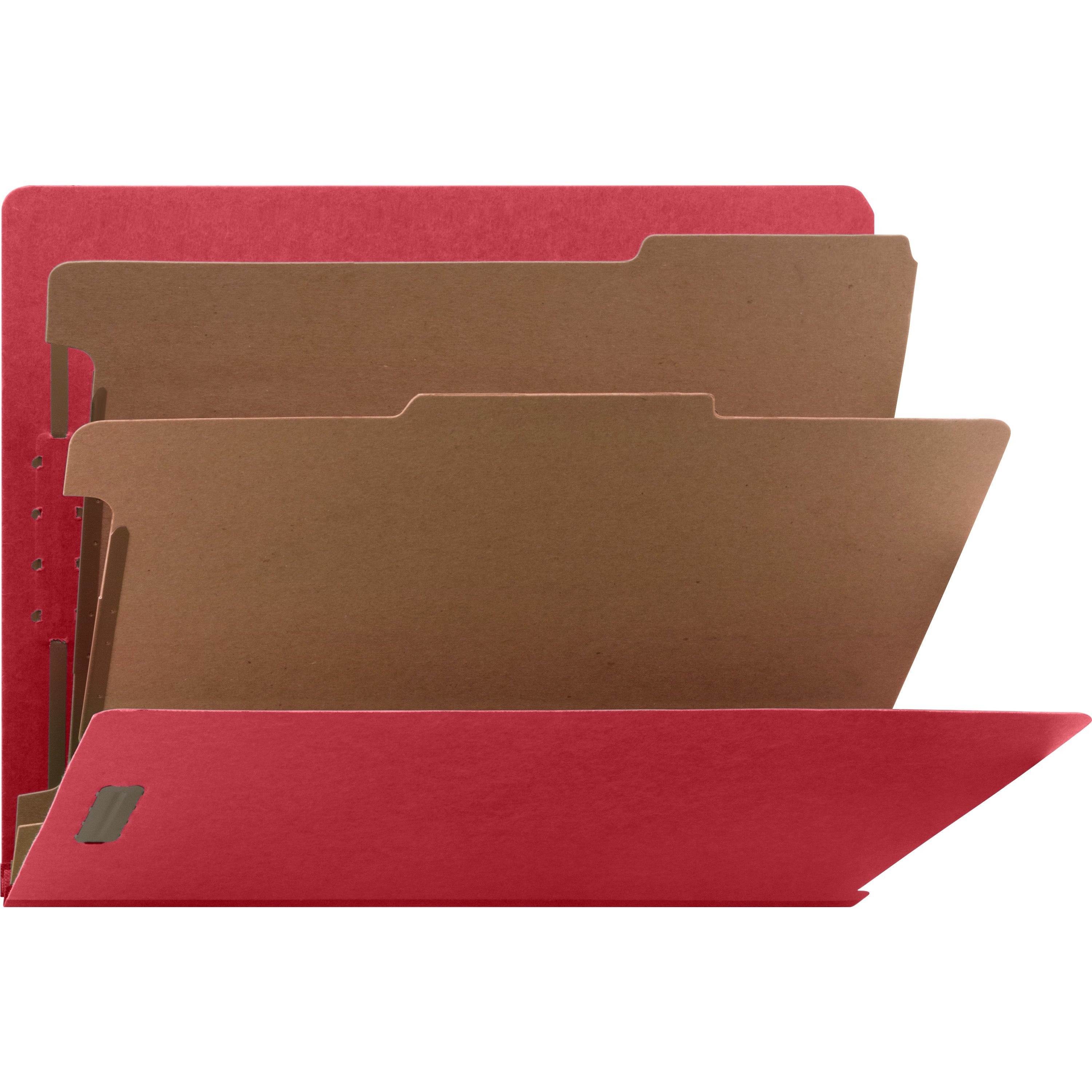 Nature Saver Letter Recycled Classification Folder - 8 1/2" x 11" - End Tab Location - 2 Divider(s) - Fiberboard - Bright Red - 100% Recycled - 10 / Box -