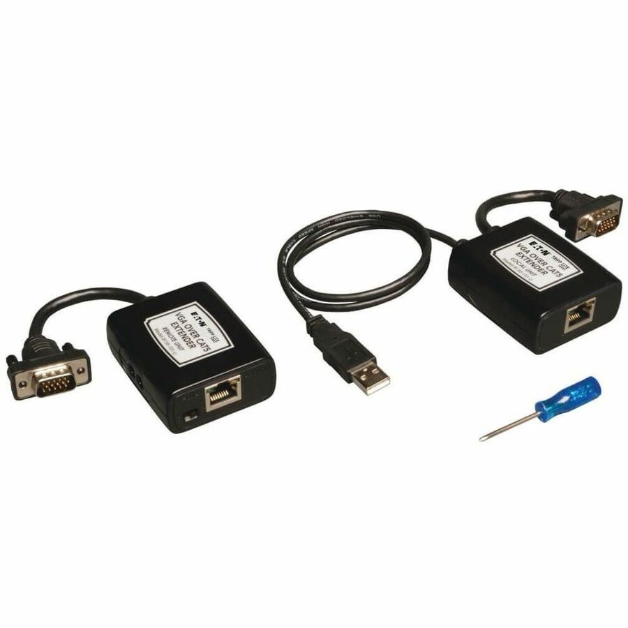 Tripp Lite by Eaton VGA over Cat5/6 Extender Kit Transmitter/Receiver for Video USB Powered Up to 500 ft. (152 m) TAA - 1 Input Device - 1 Output Device - 500 ft Range - 2 x Network (RJ-45) - 1 x USB - 1 x VGA In - 1 x VGA Out - 1920 x 1440 - Twisted - 2