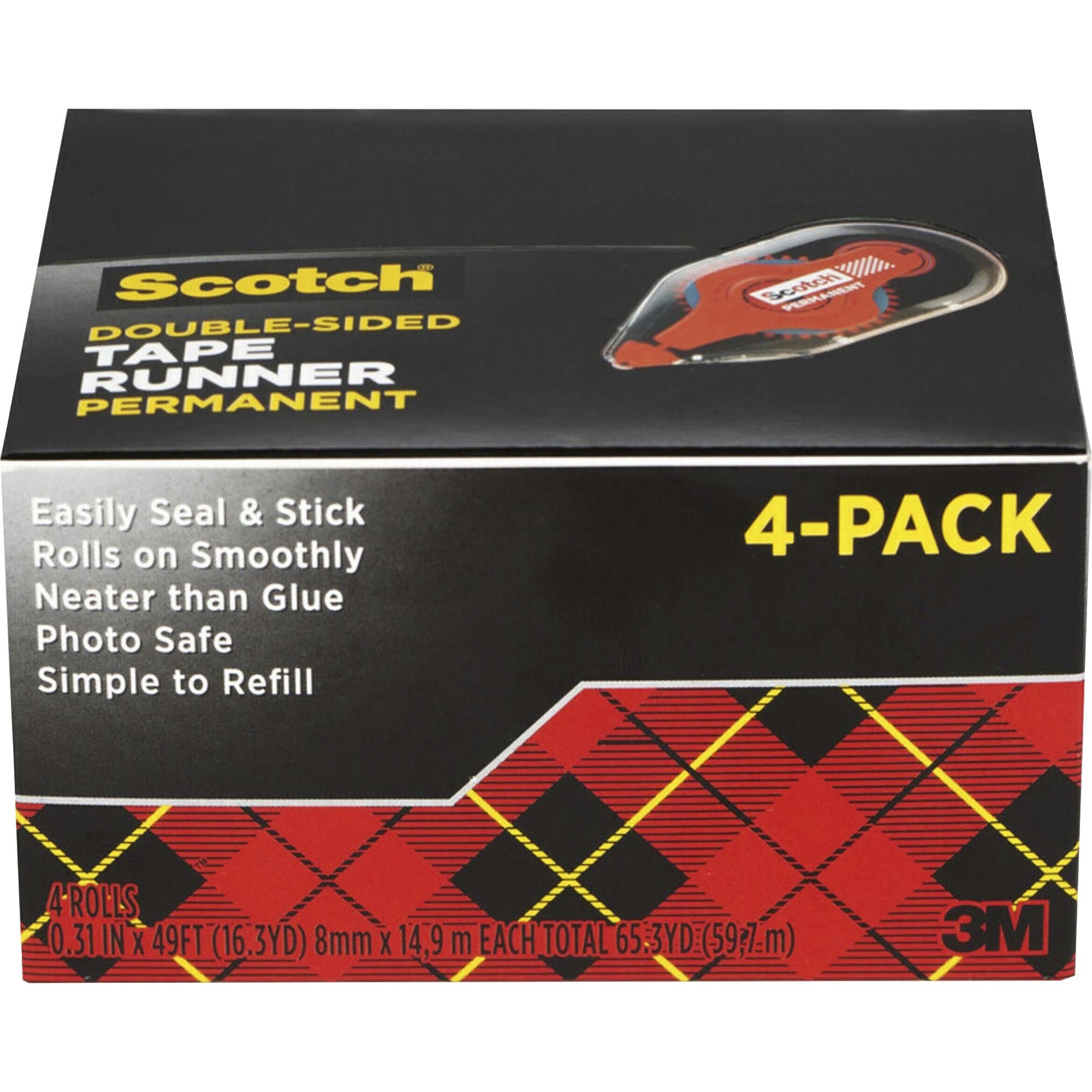 Scotch Double-Sided Tape Runner - 4 / Pack - Clear -