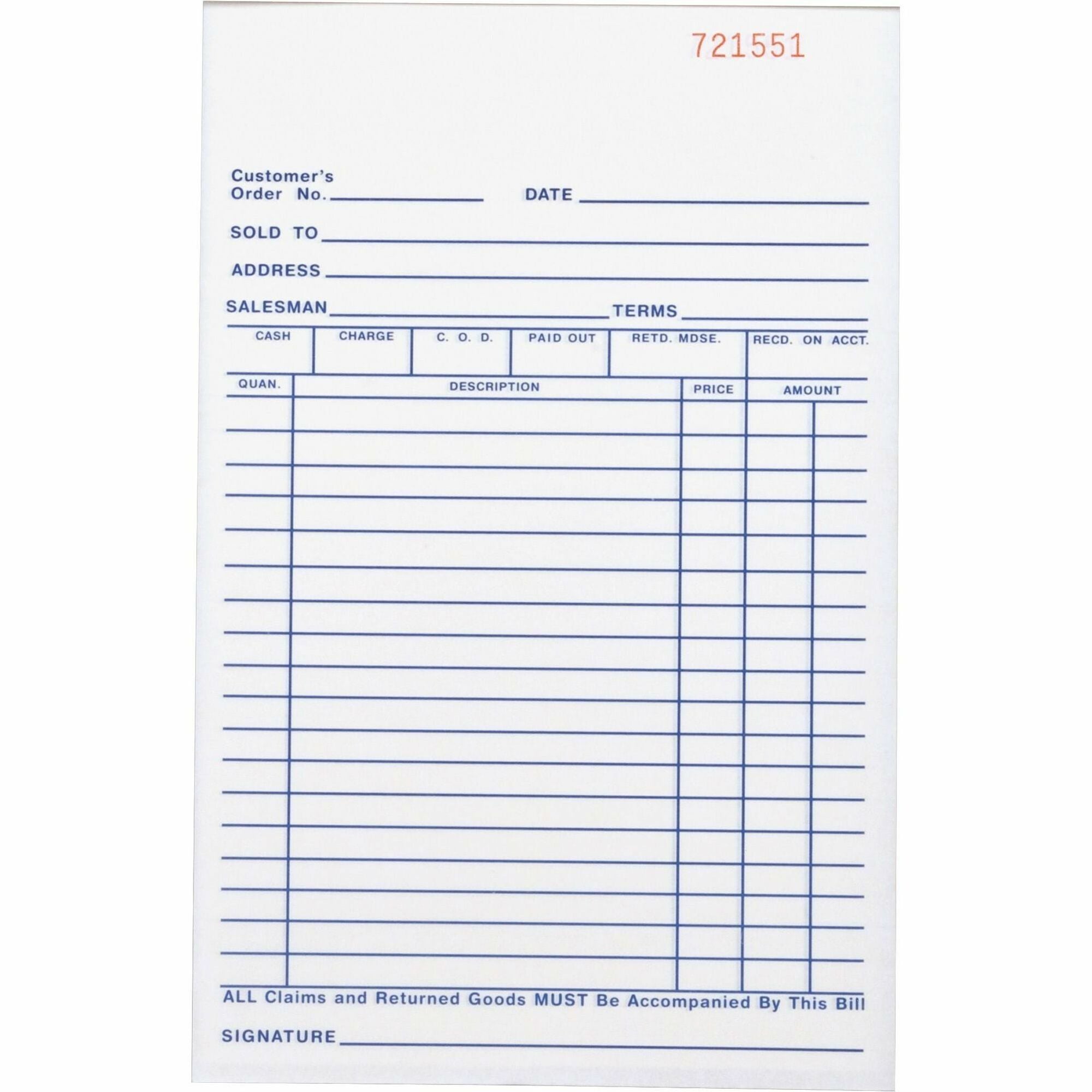 Business Source All-purpose Carbonless Forms Book -