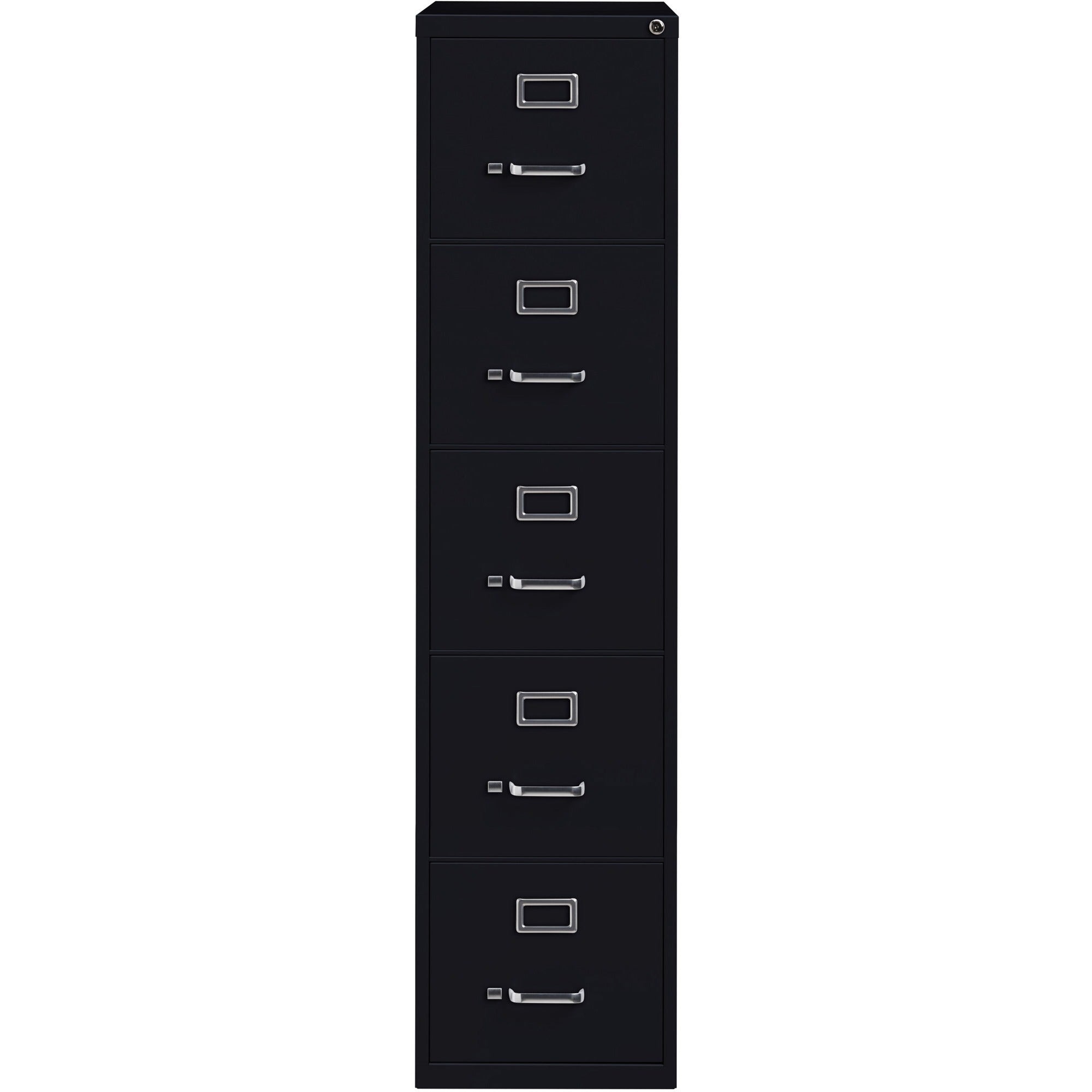 Lorell Fortress Series 26-1/2" Commercial-Grade Vertical File Cabinet - 15" x 26.5" x 61.6" - 5 x Drawer(s) for File - Letter - Vertical - Heavy Duty, Security Lock, Ball-bearing Suspension - Black - Steel - Recycled -