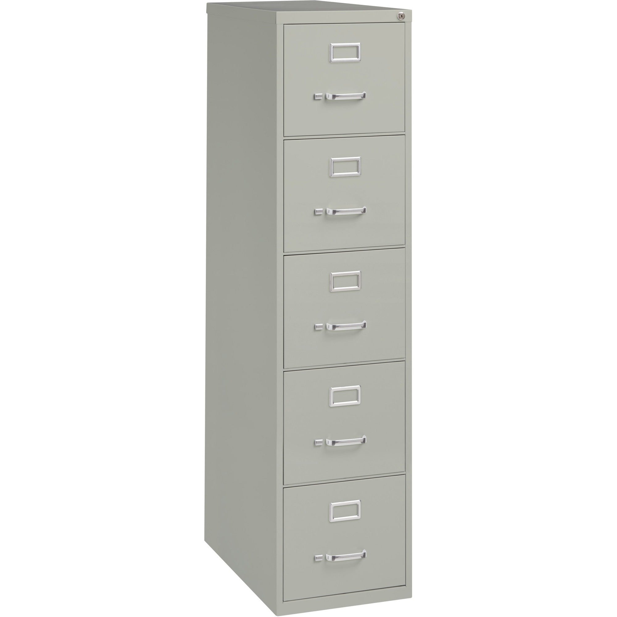 Lorell Fortress Series 26-1/2" Commercial-Grade Vertical File Cabinet - 15" x 26.5" x 61.6" - 5 x Drawer(s) for File - Letter - Vertical - Security Lock, Ball-bearing Suspension, Heavy Duty - Light Gray - Steel - Recycled -