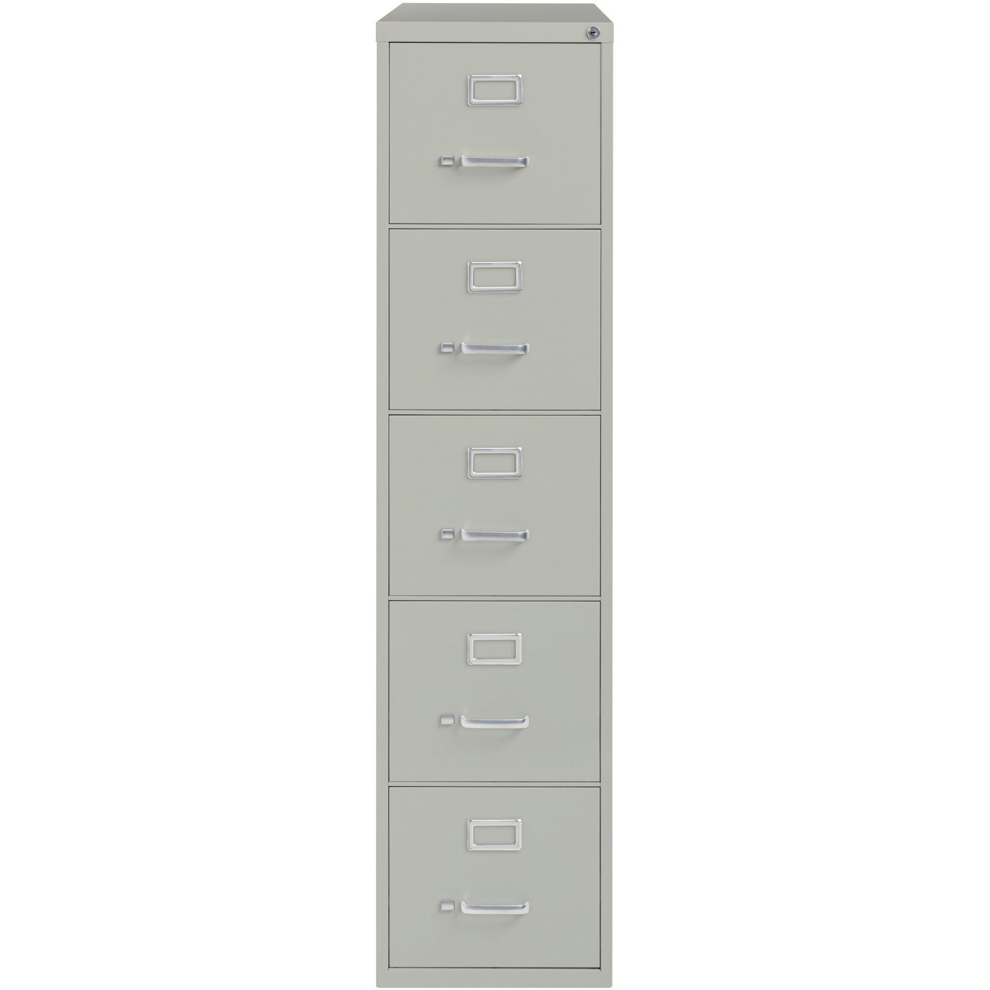 Lorell Fortress Series 26-1/2" Commercial-Grade Vertical File Cabinet - 15" x 26.5" x 61.6" - 5 x Drawer(s) for File - Letter - Vertical - Security Lock, Ball-bearing Suspension, Heavy Duty - Light Gray - Steel - Recycled -