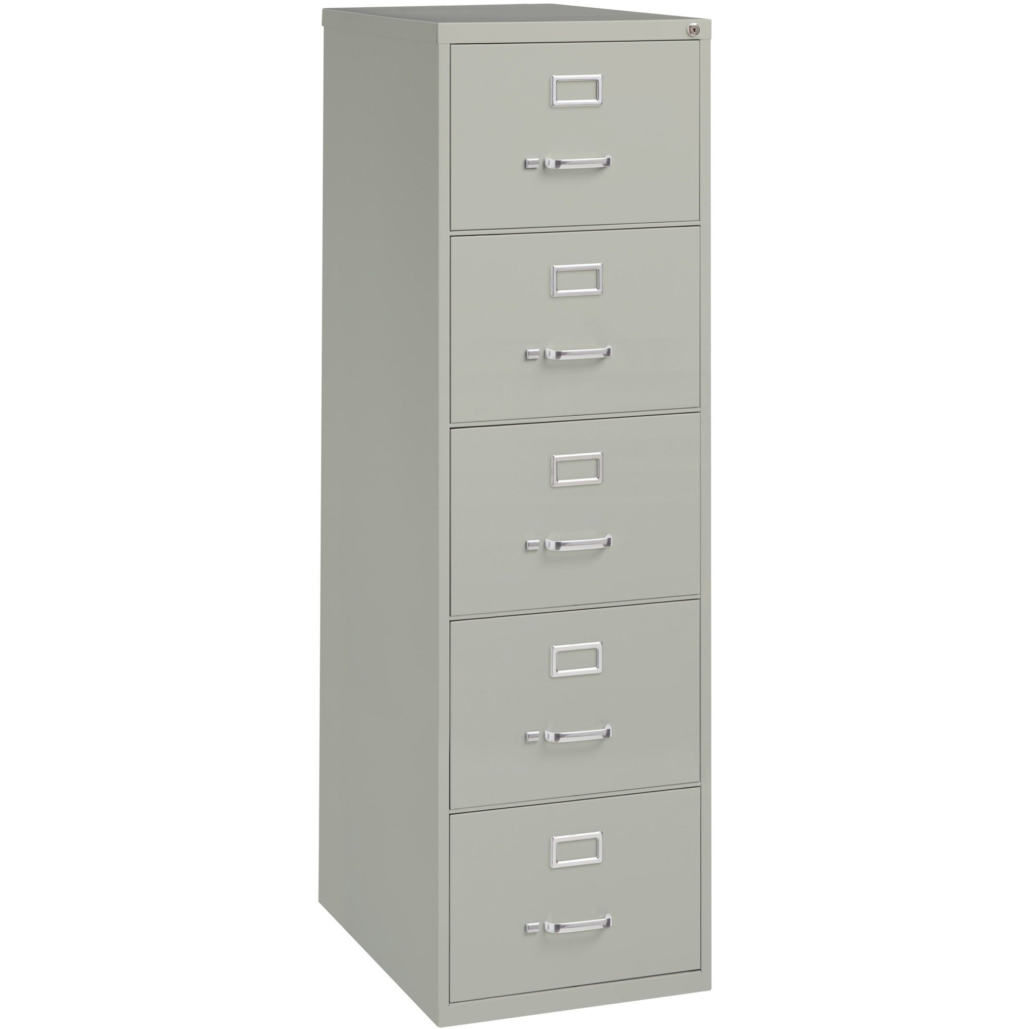 Lorell Fortress Series 26-1/2" Commercial-Grade Vertical File Cabinet - 18" x 26.5" x 61" - 5 x Drawer(s) for File - Legal - Vertical - Security Lock, Heavy Duty, Ball-bearing Suspension - Light Gray - Steel - Recycled -