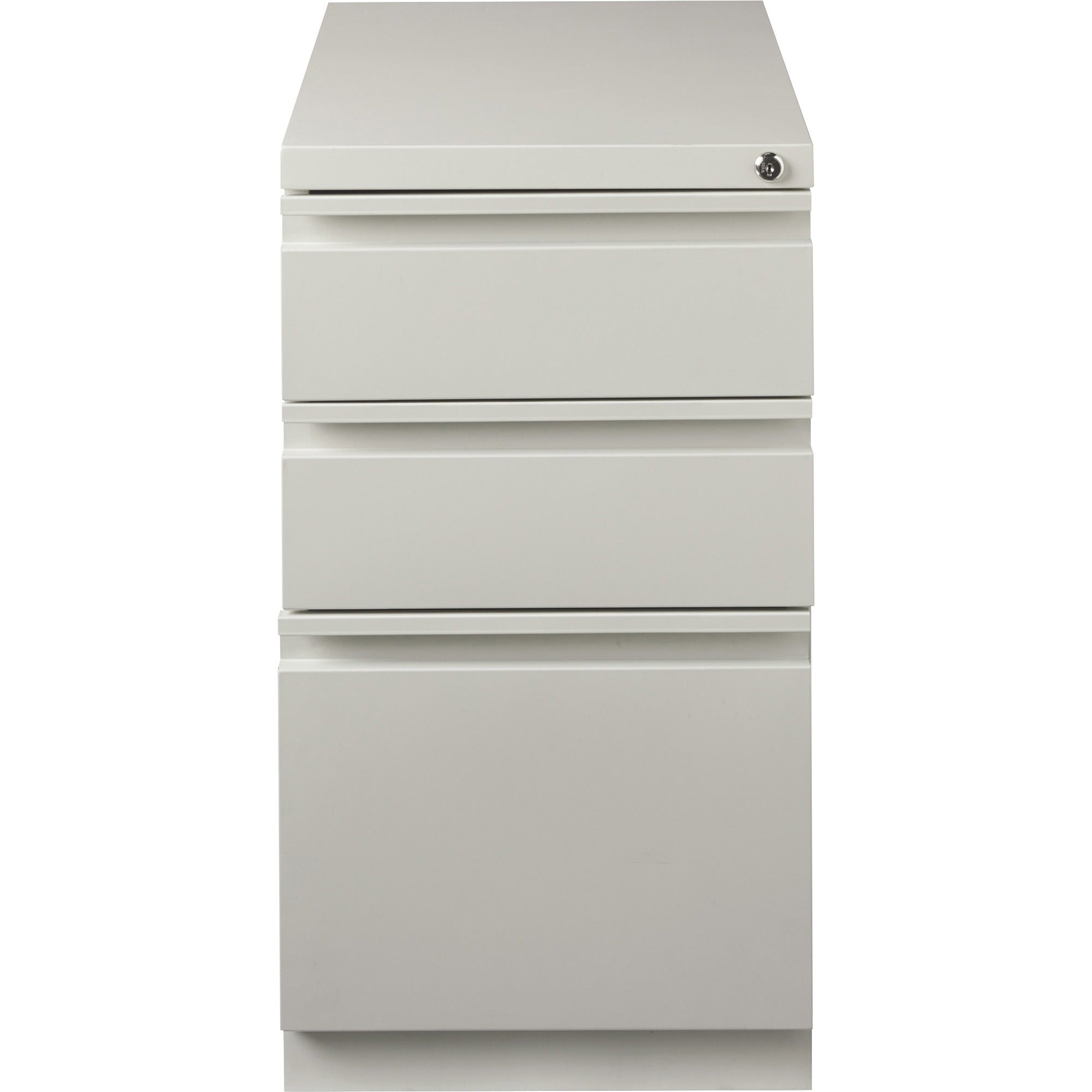 Lorell 20" Box/Box/File Mobile File Cabinet with Full-Width Pull - 15" x 20" x 27.8" - Letter - Security Lock, Recessed Handle, Ball-bearing Suspension - Light Gray - Steel - Recycled -