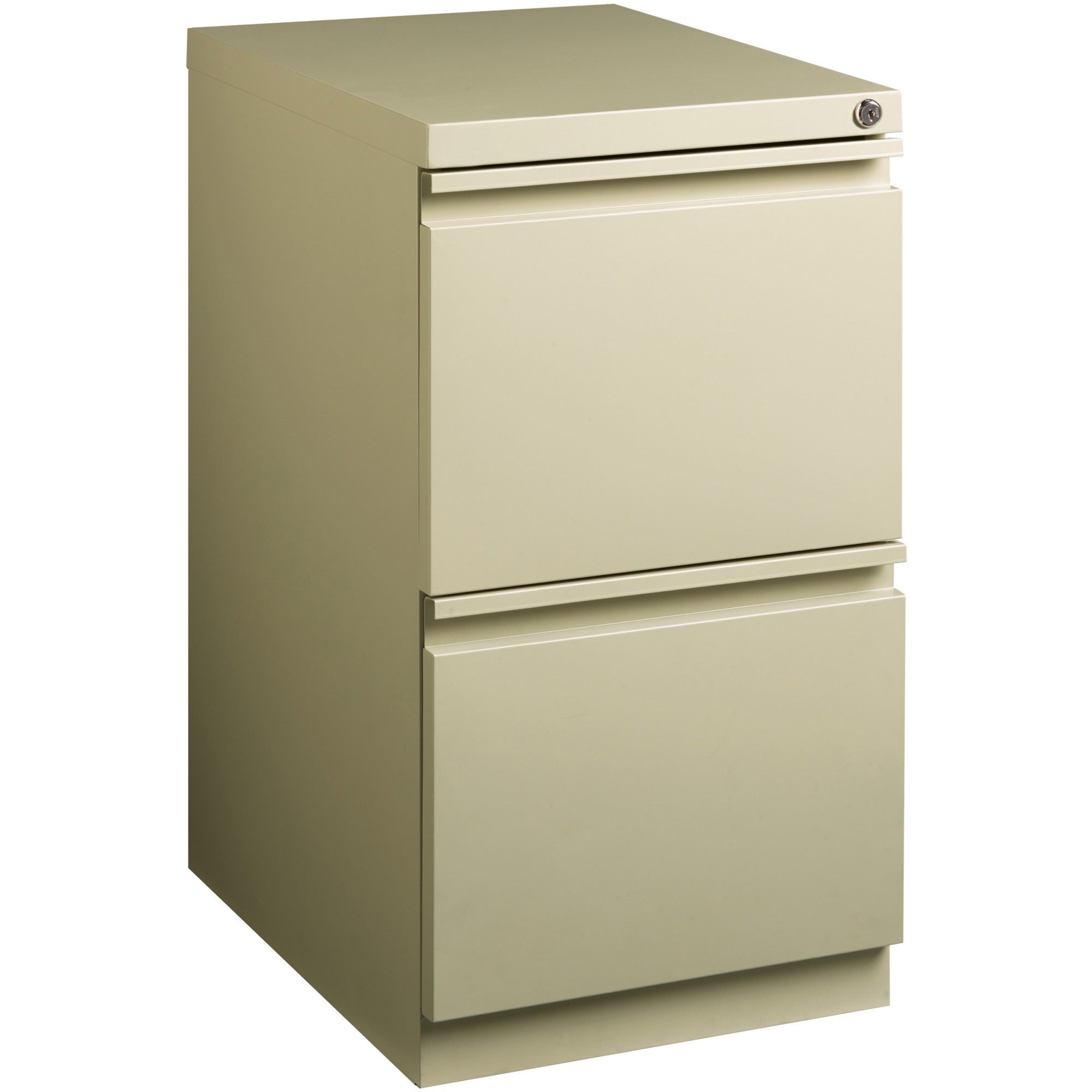 Lorell 20" File/File Mobile File Cabinet with Full-Width Pull - 15" x 20" x 27.8" - Letter - Recessed Handle, Ball-bearing Suspension, Security Lock - Putty - Steel - Recycled -