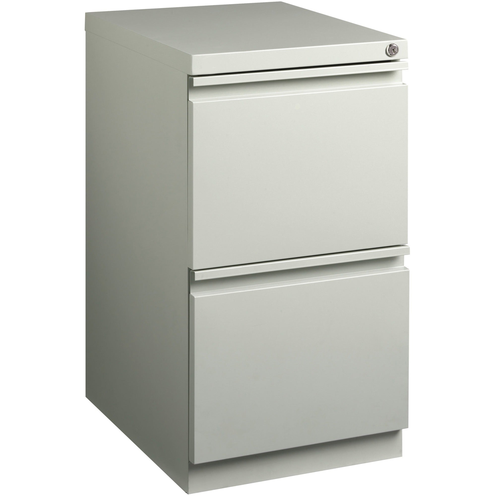 Lorell 20" File/File Mobile File Cabinet with Full-Width Pull - 15" x 20" x 27.8" - Letter - Ball-bearing Suspension, Recessed Handle, Security Lock - Light Gray - Steel - Recycled -