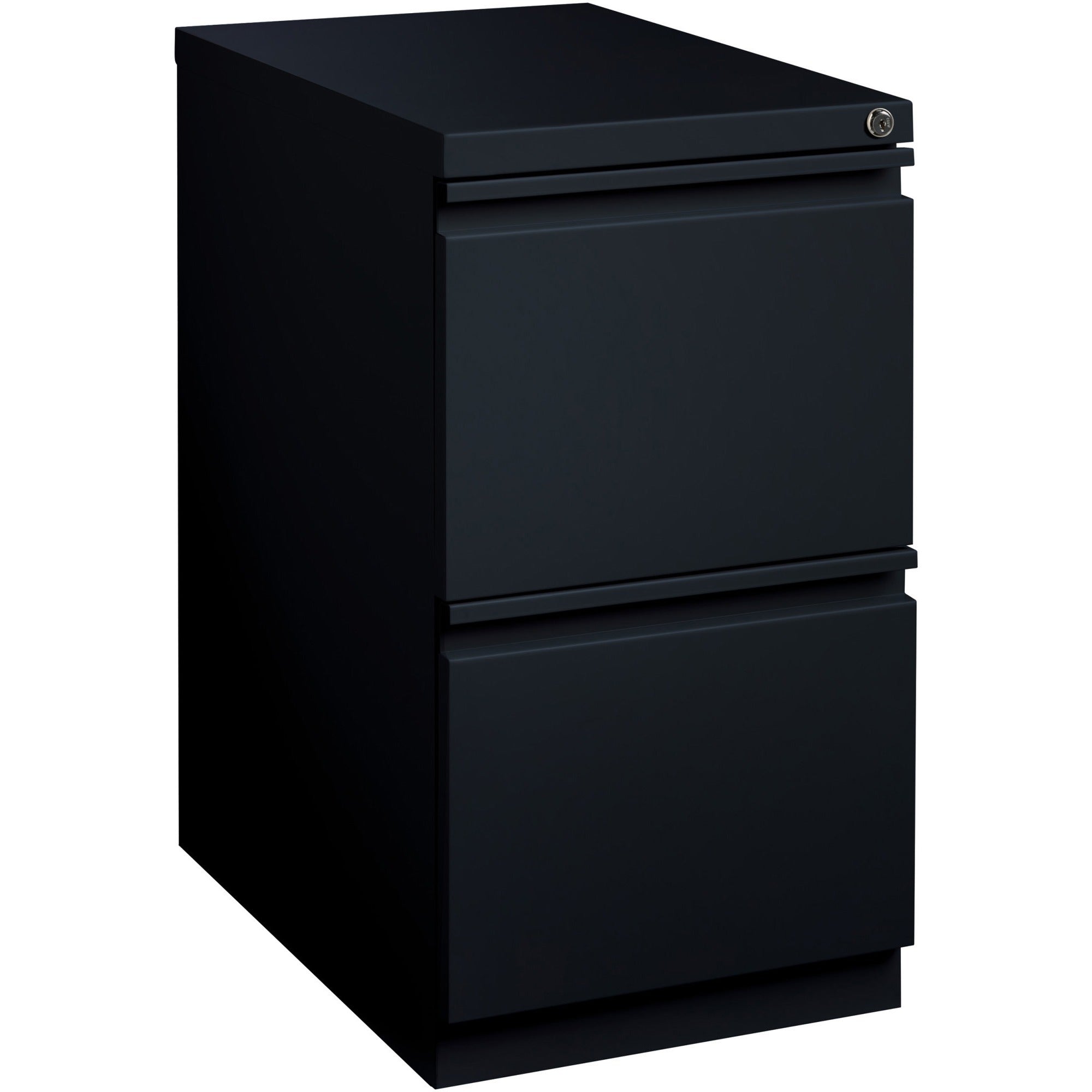 Lorell 23" File/File Mobile File Cabinet with Full-Width Pull - 15" x 22.9" x 27.8" - Letter - Vertical - Recessed Handle, Ball-bearing Suspension, Security Lock - Black - Steel - Recycled -
