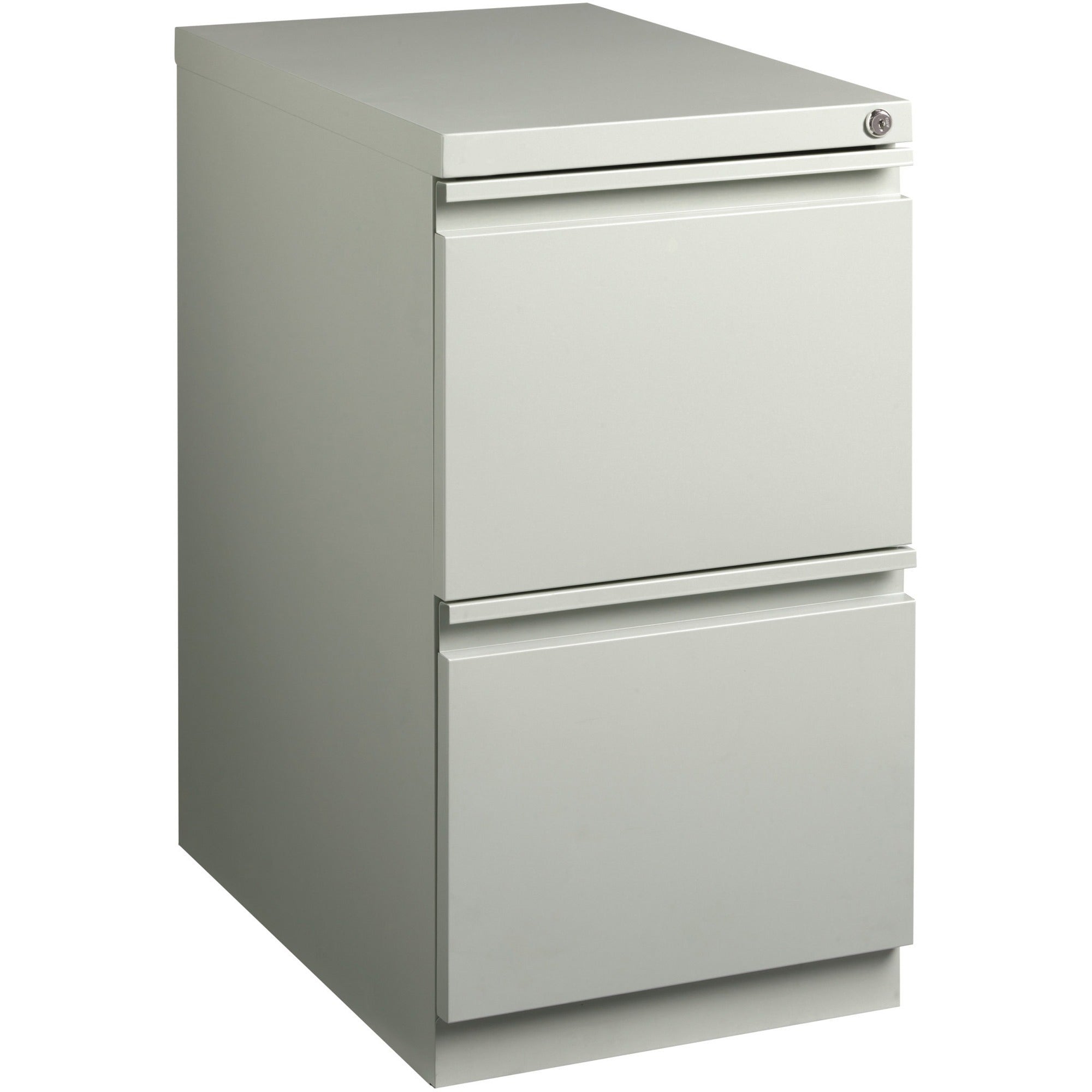 Lorell 23" File/File Mobile File Cabinet with Full-Width Pull - 15" x 22.9" x 27.8" - 2 x Drawer(s) for File - Letter - Vertical - Ball-bearing Suspension, Security Lock, Recessed Handle - Light Gray - Steel - Recycled -