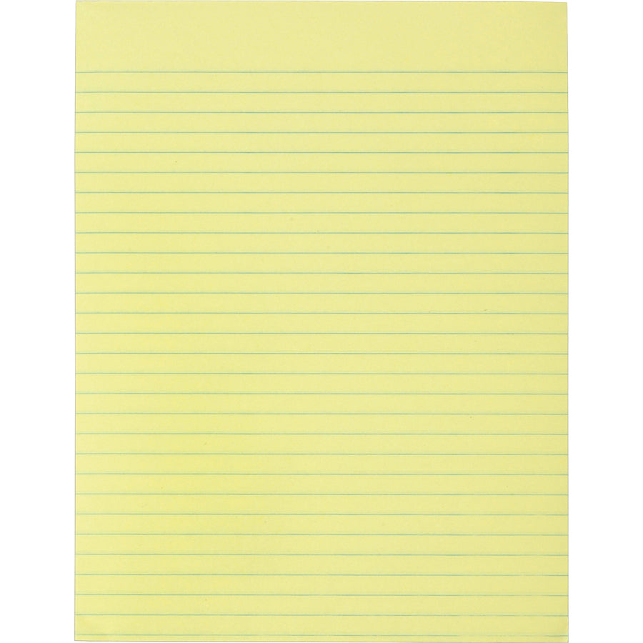 Business Source Glued Top Ruled Memo Pads - Letter - 50 Sheets - Glue - 16 lb Basis Weight - Letter - 8 1/2" x 11" - Canary Paper - 1 Dozen -