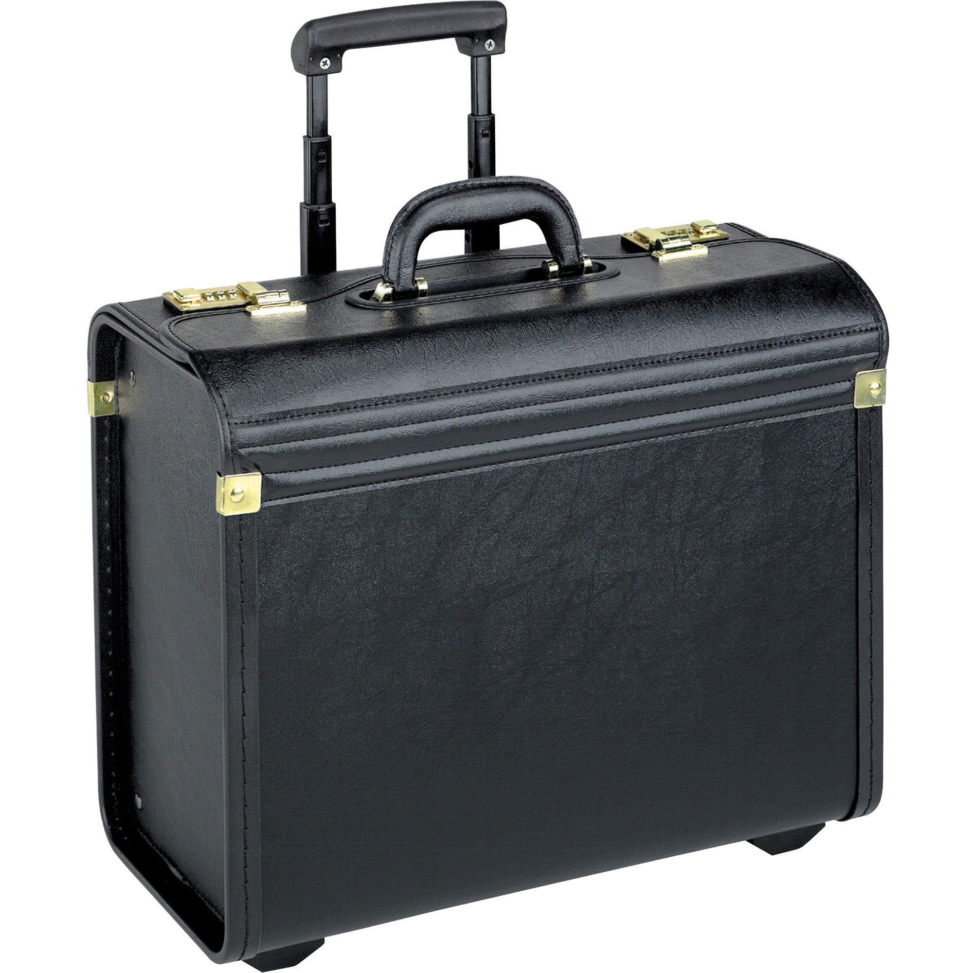Lorell Travel/Luggage Case (Roller) Travel Essential, Book, File Folder - Black - Vinyl Body - Handle - 14" Height x 22" Width x 8" Depth - 1 Each -