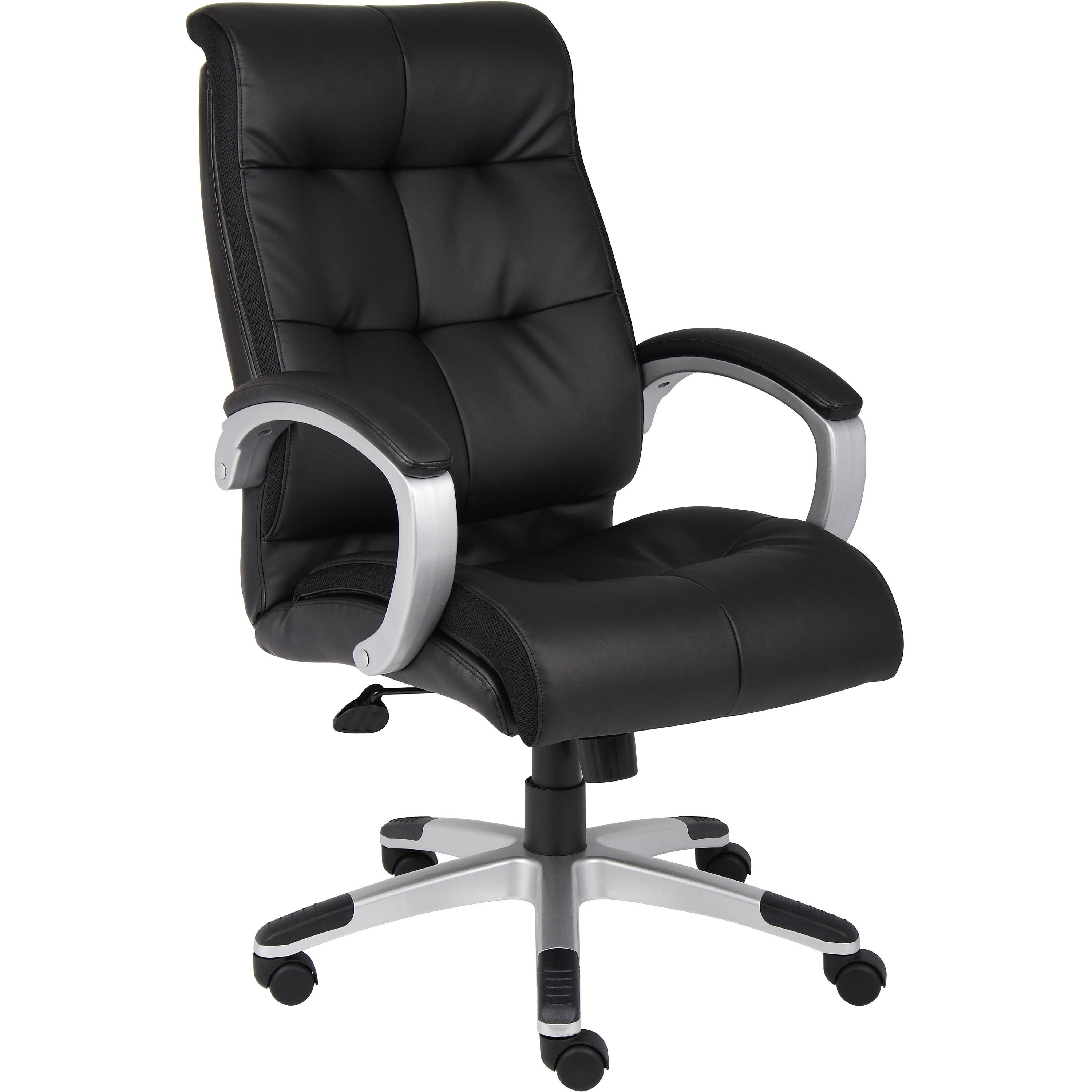 Lorell Classic Executive Office Chair - Black Leather Seat - 5-star Base - Black - 1 Each -
