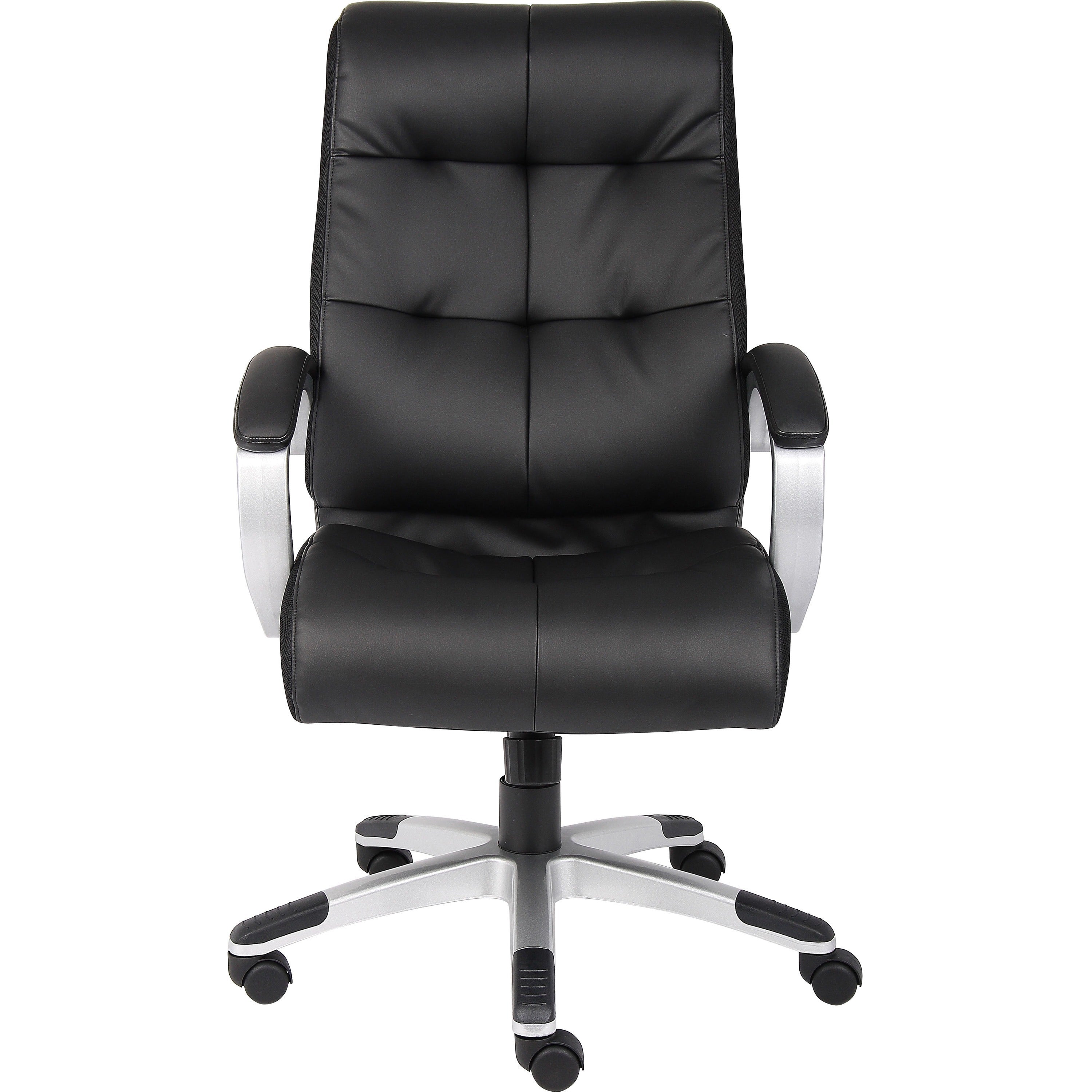 Lorell Classic Executive Office Chair - Black Leather Seat - 5-star Base - Black - 1 Each -