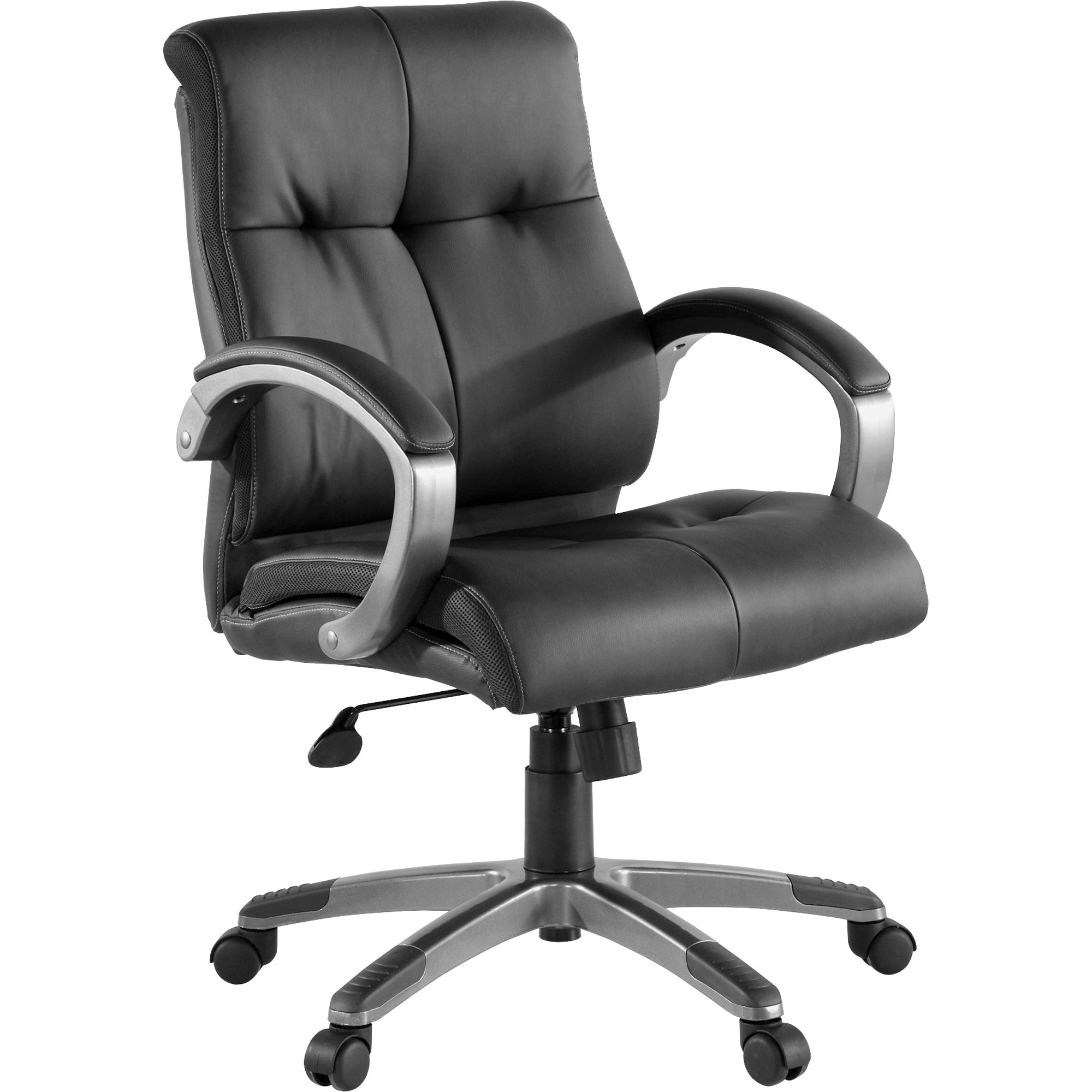 Lorell Low-back Executive Office Chair - Black Leather Seat - 5-star Base - Black - 1 Each -