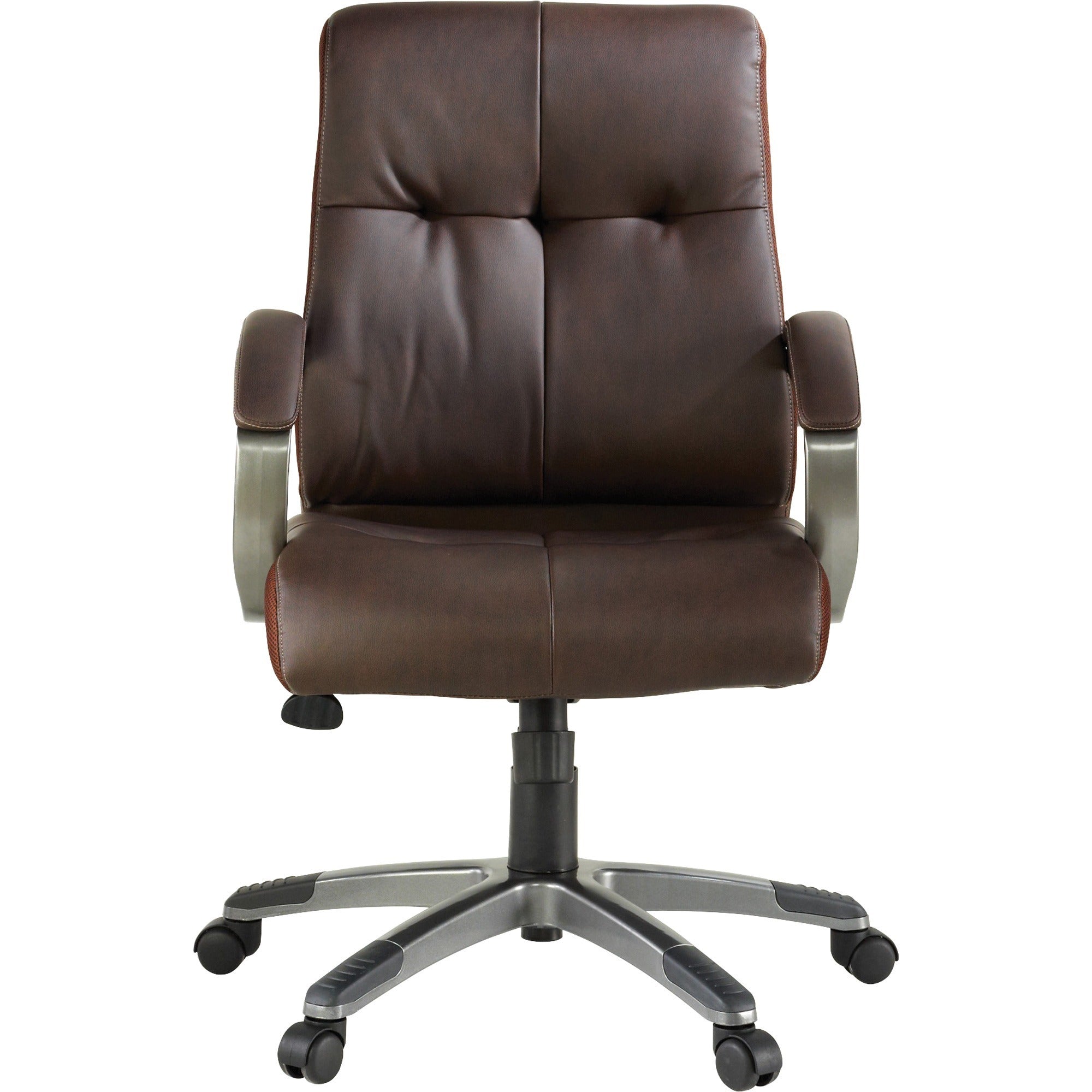 Lorell Low-back Executive Office Chair - Brown Leather Seat - 5-star Base - Brown - 1 Each -